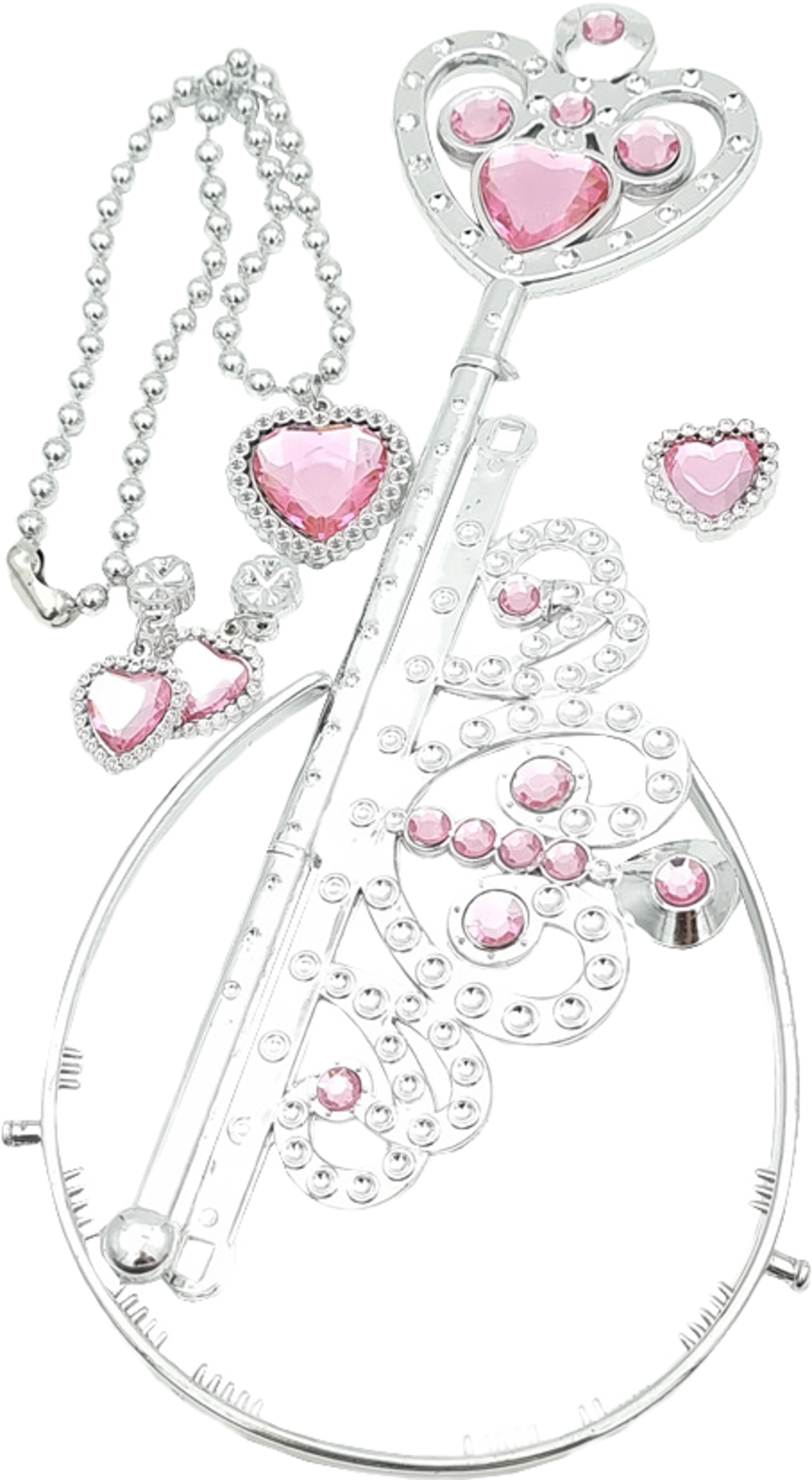 Princess Set Med Tiara ,festav, Clipsörhängen Och Halsband