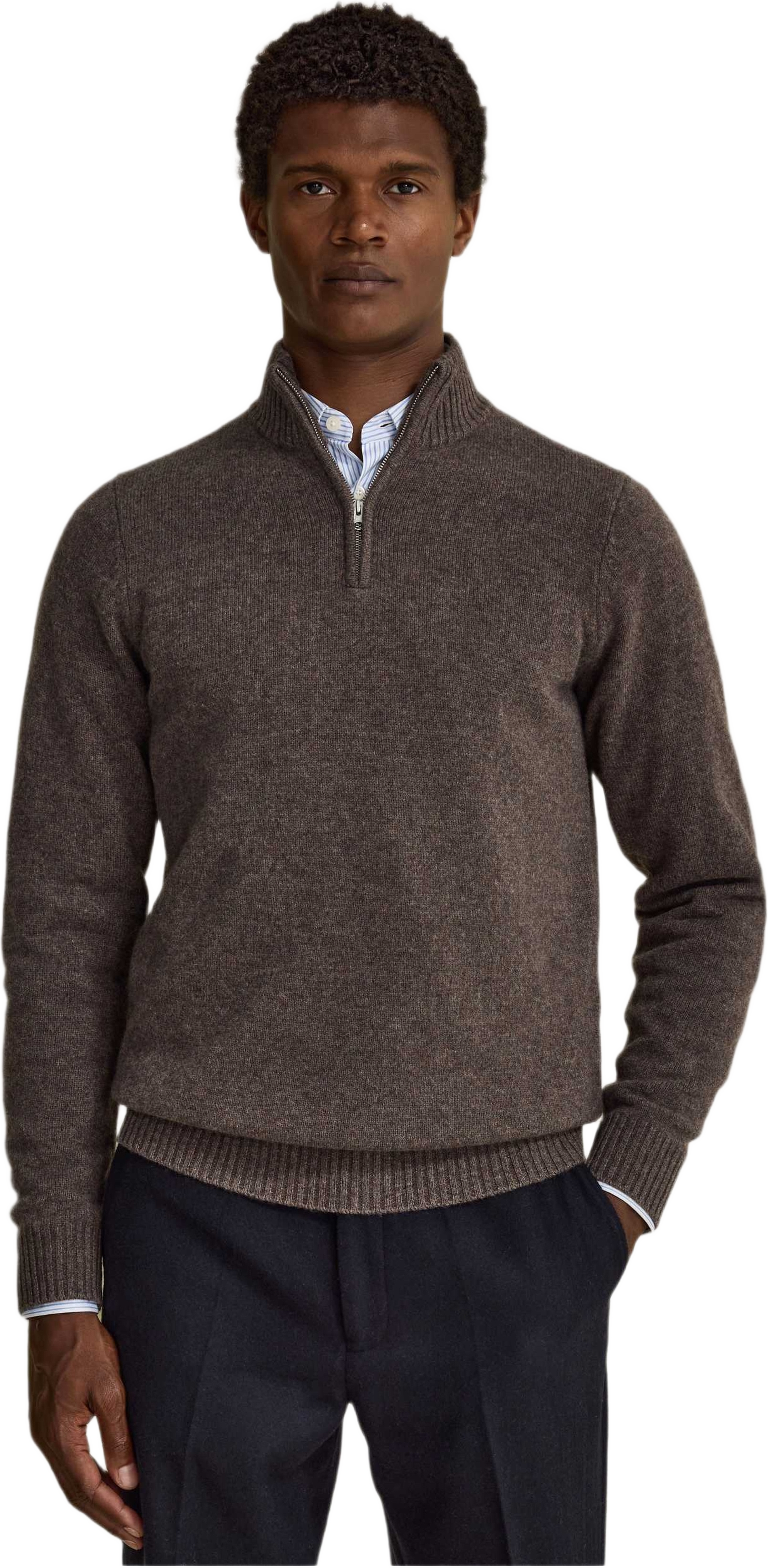 Wool Cashmere Blend Quarter Zip, från John Henric, i färgen brown. Klicka för att öppna bilden i stort format