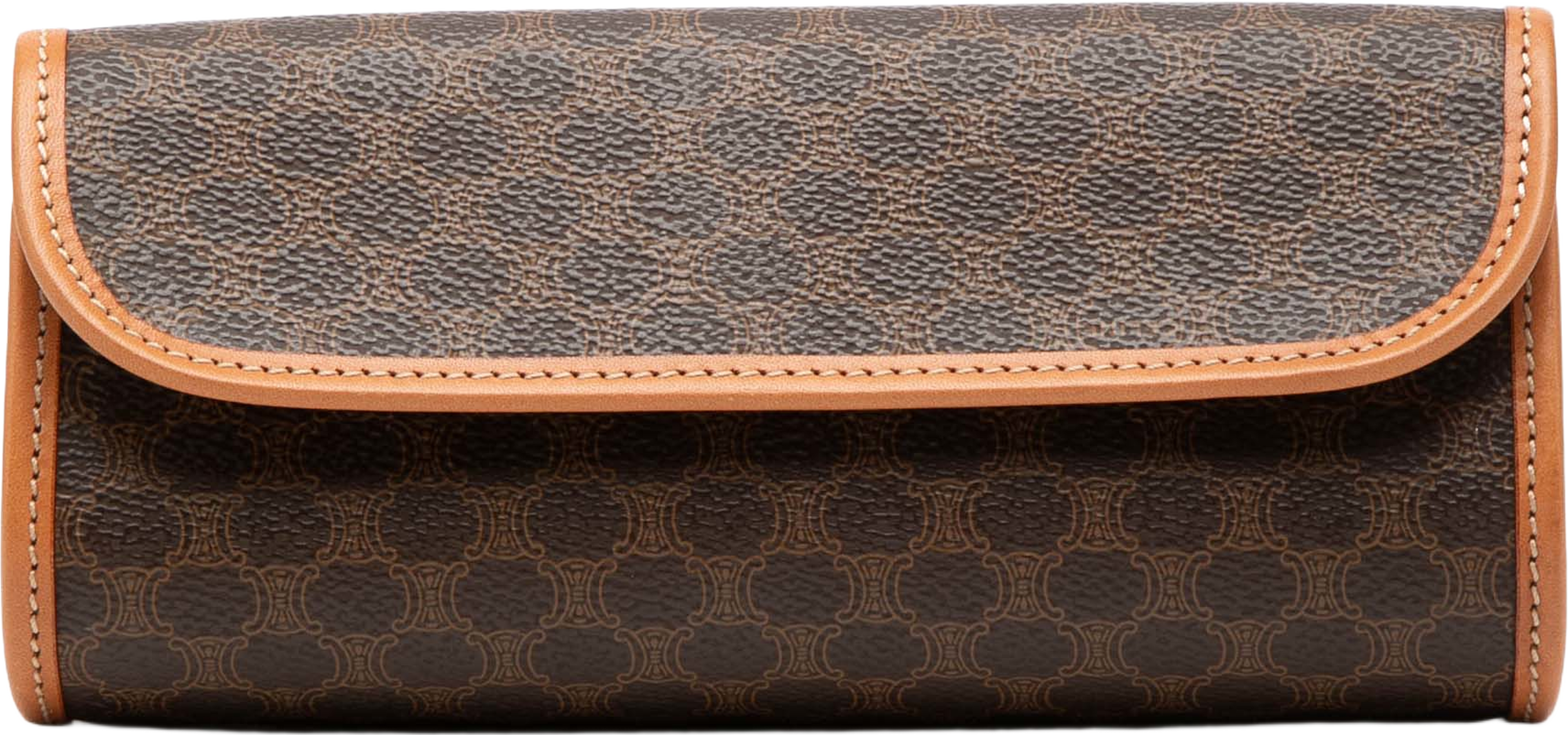 Celine Macadam Coated Canvas Clutch, från Luxclusif, i färgen brown. Klicka för att öppna bilden i stort format