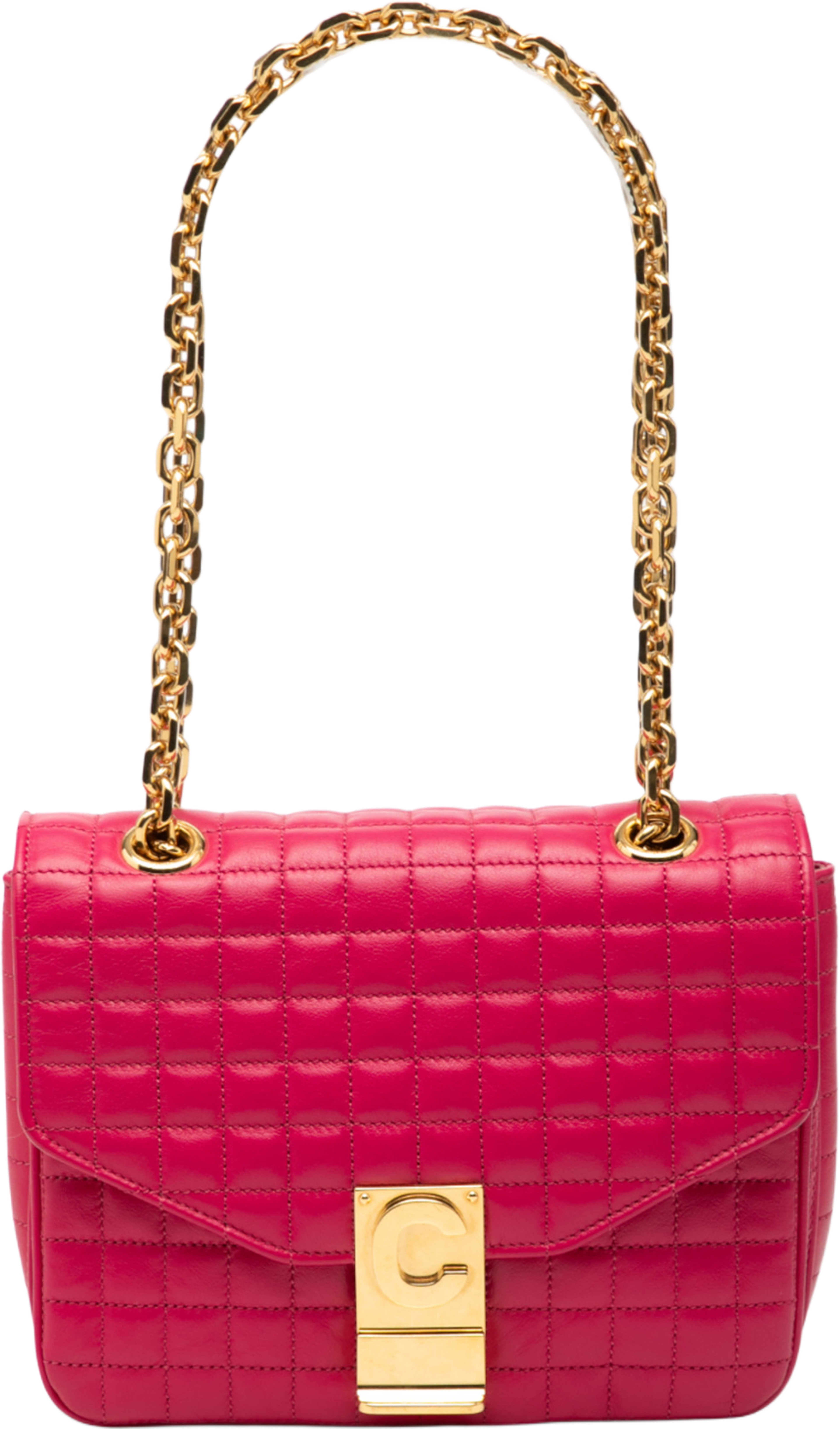 Celine Small Quilted Calfskin C Bag, från Luxclusif, i färgen hot pink. Klicka för att öppna bilden i stort format