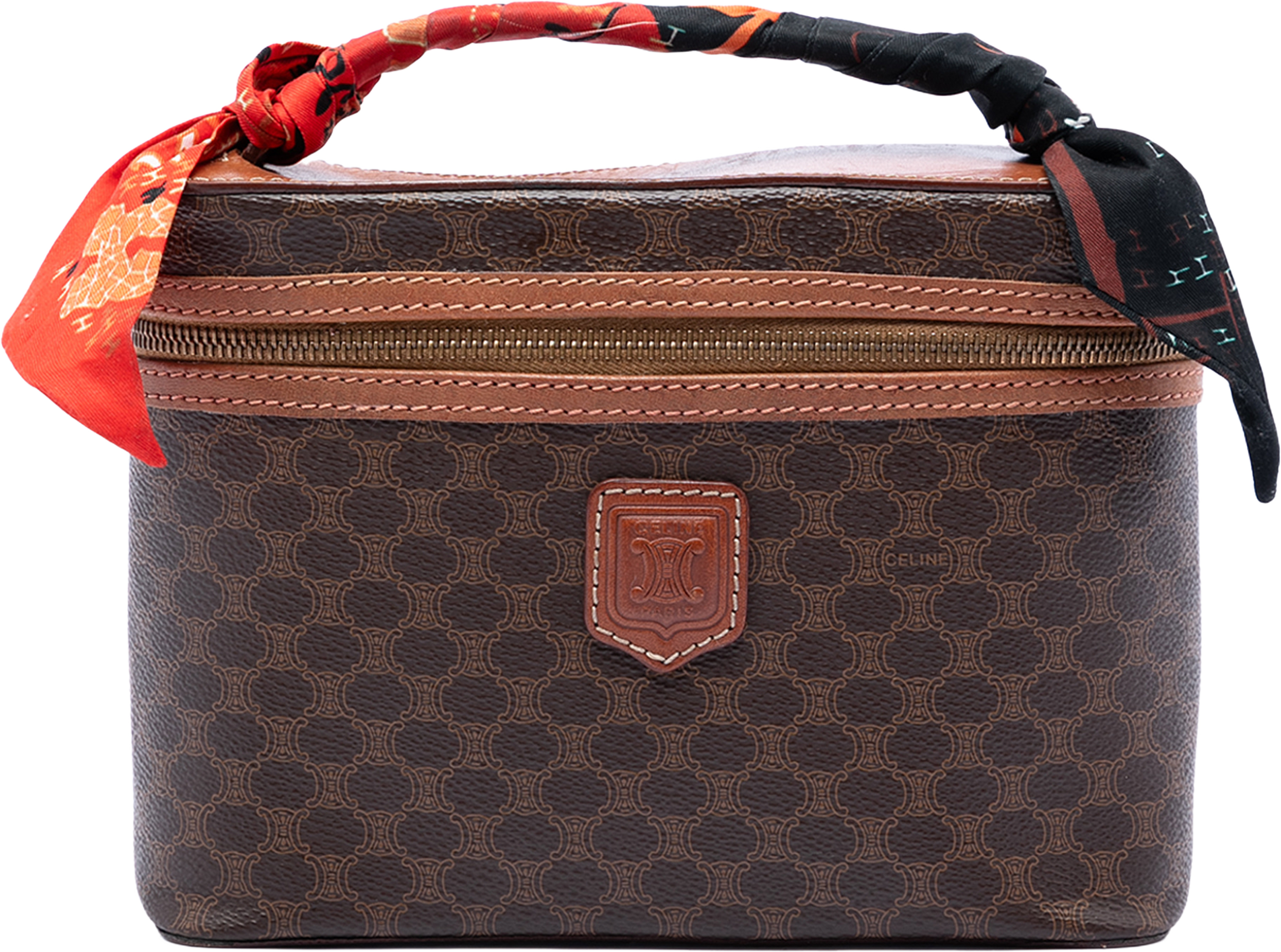 Celine Macadam Coated Canvas Vanity Bag, från Luxclusif, i färgen brown. Klicka för att öppna bilden i stort format