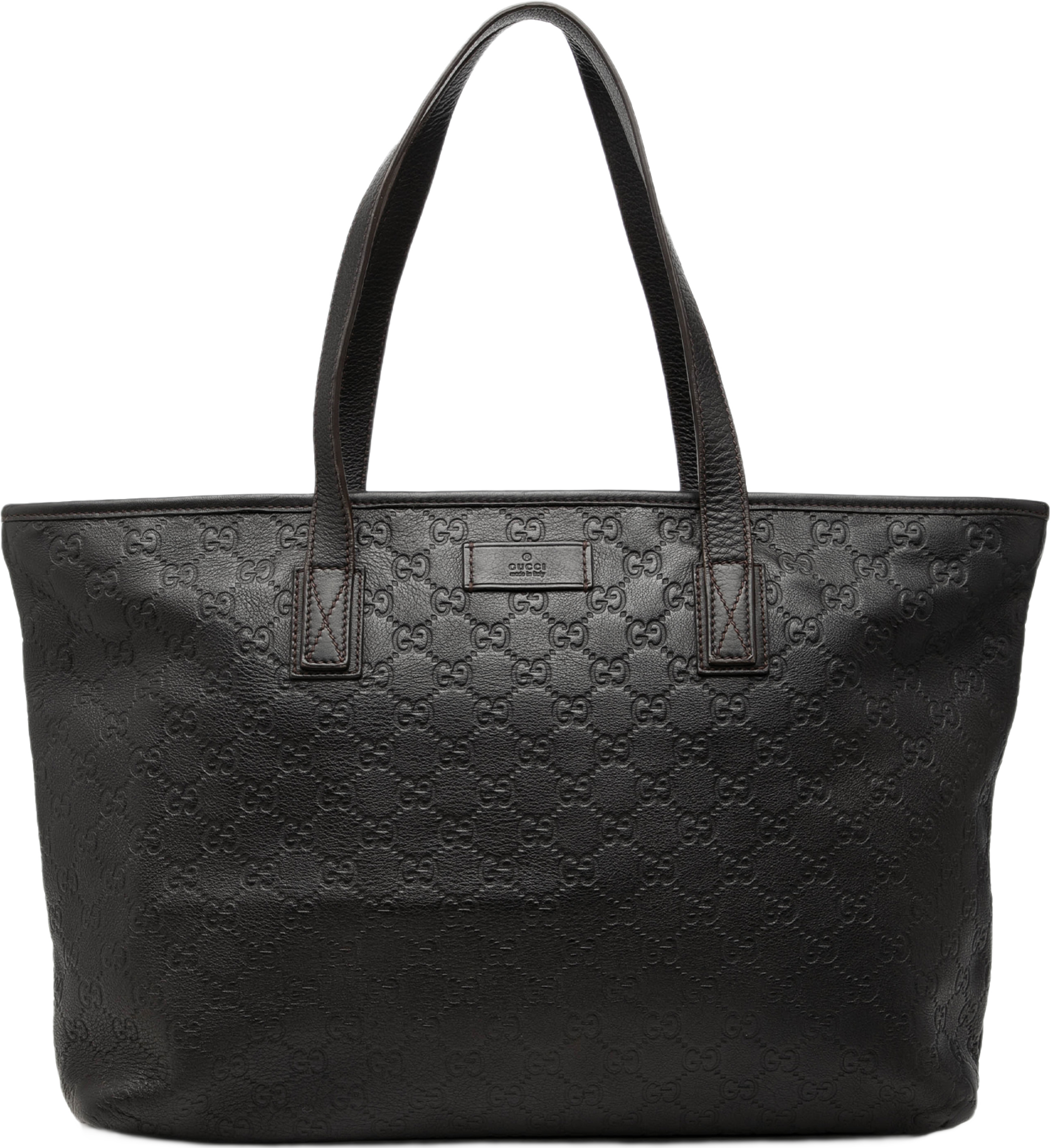 Gucci Medium Guccissima Tote, från Luxclusif, i färgen dark brown. Klicka för att öppna bilden i stort format