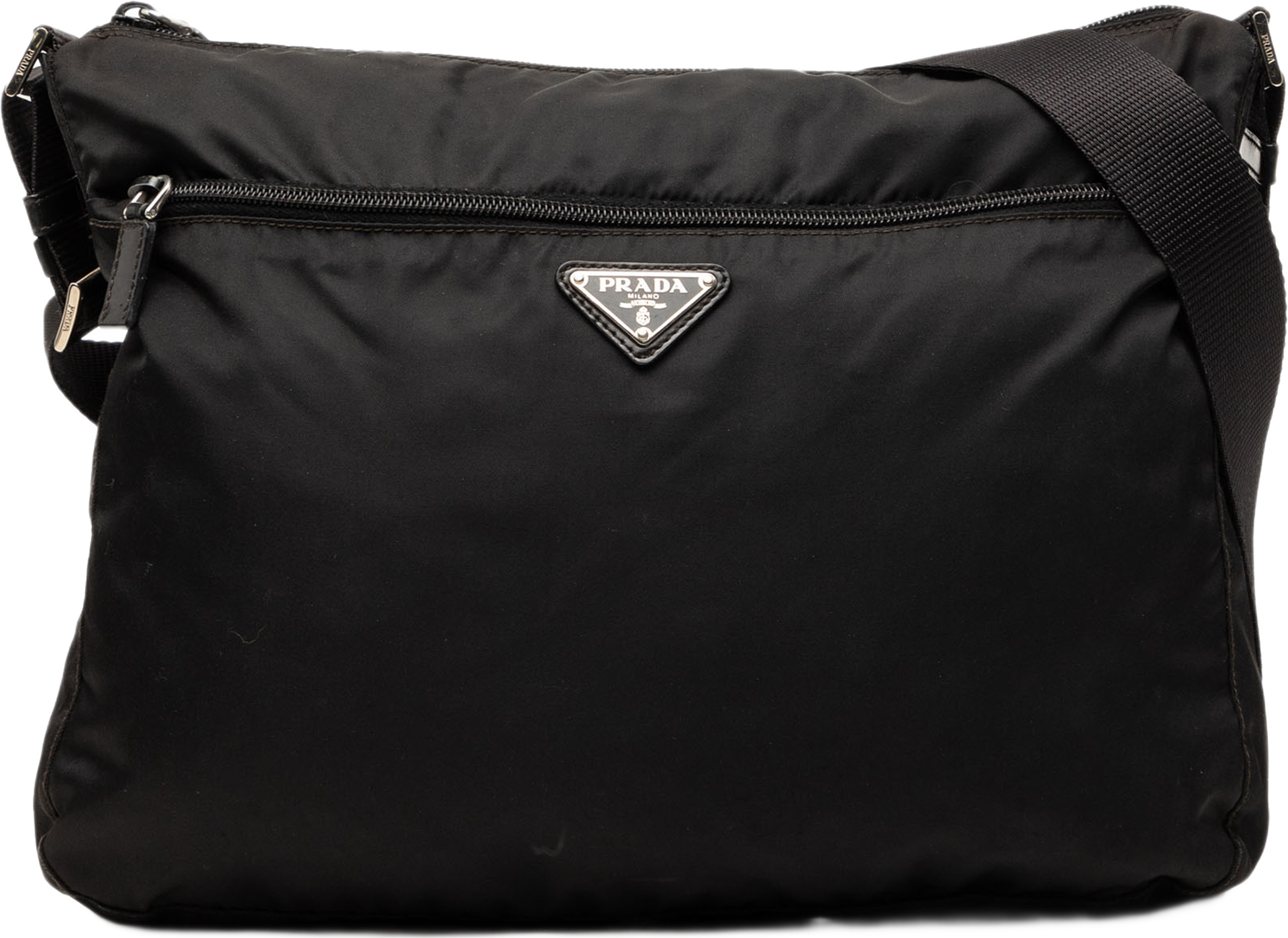 Prada Tessuto Zip Top Crossbody, från Luxclusif, i färgen black. Klicka för att öppna bilden i stort format