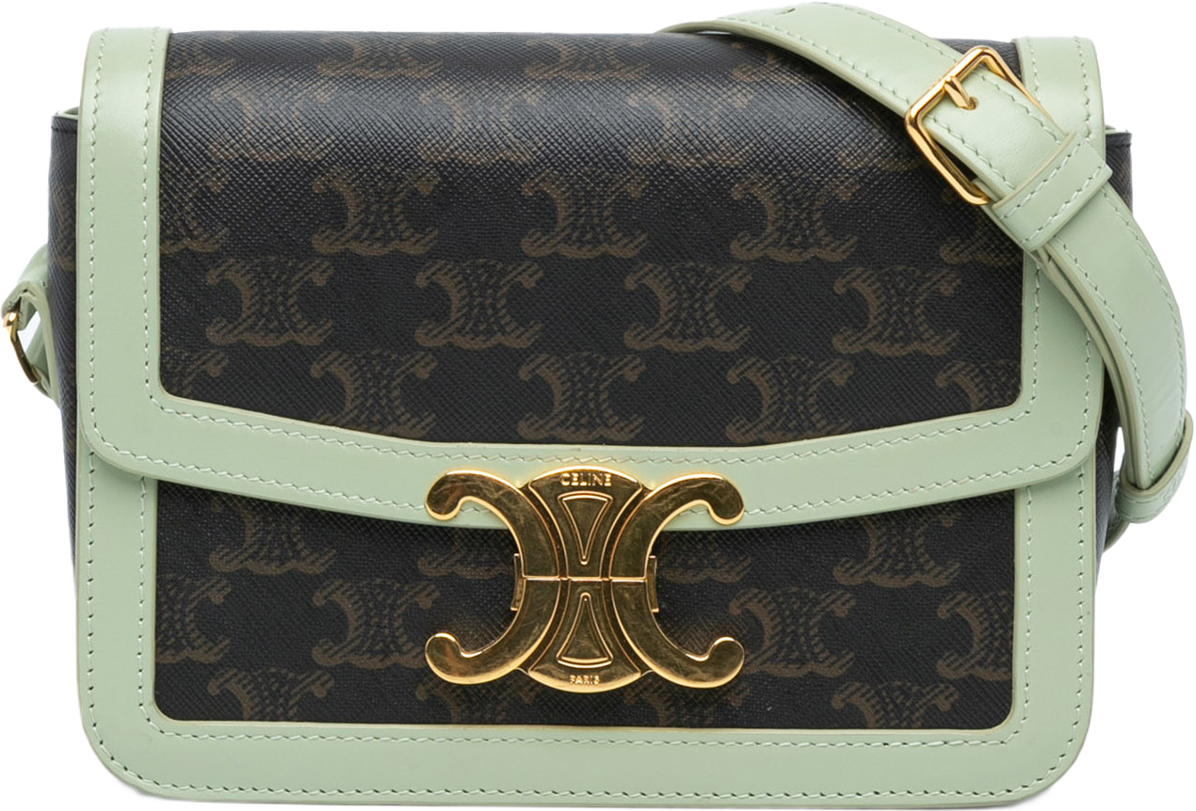 Celine Teen Coated Canvas Triomphe Crossbody, från Luxclusif, i färgen dark brown.