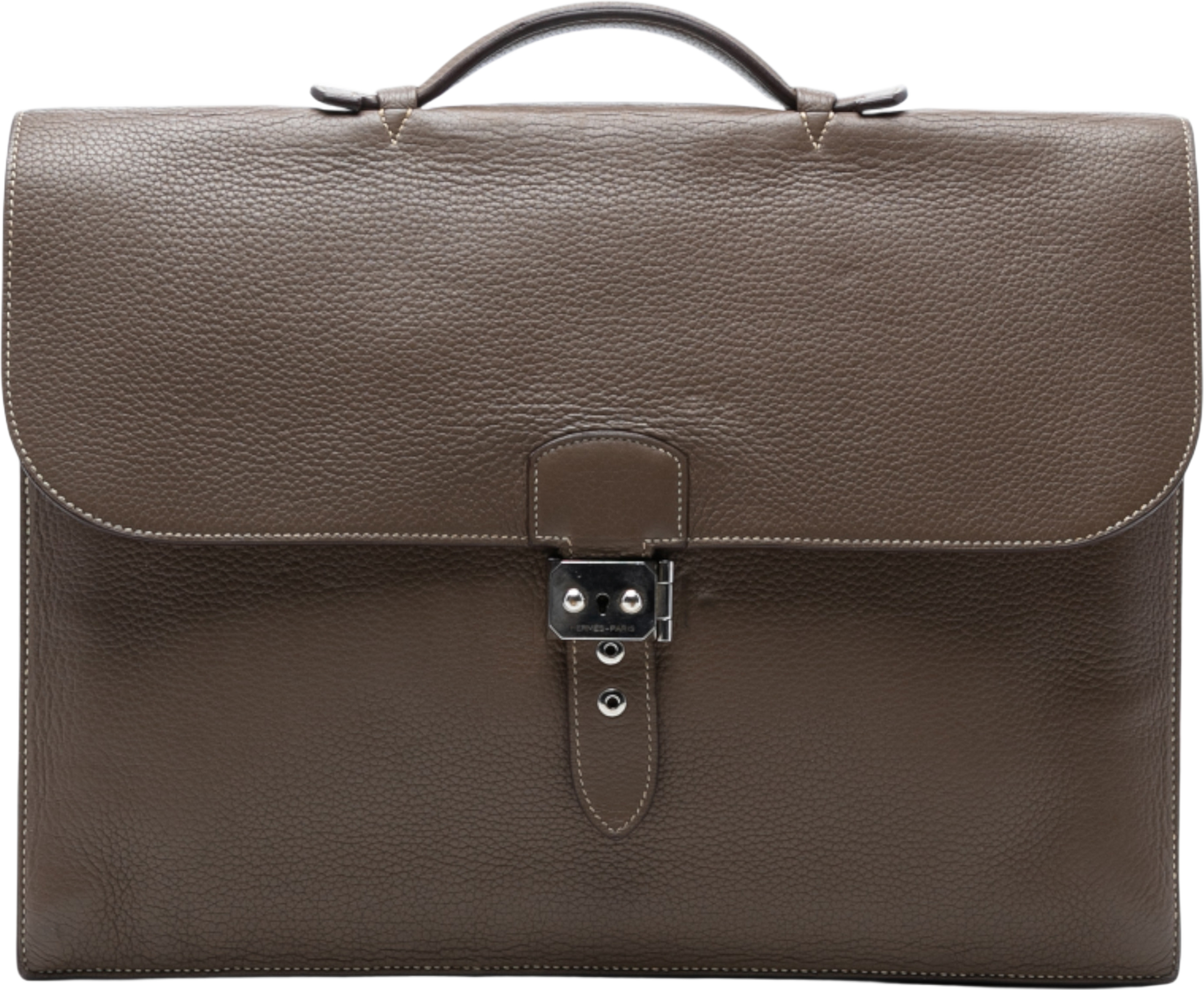Hermès Togo Sac A Depeches 40, från Luxclusif, i färgen light brown. Klicka för att öppna bilden i stort format