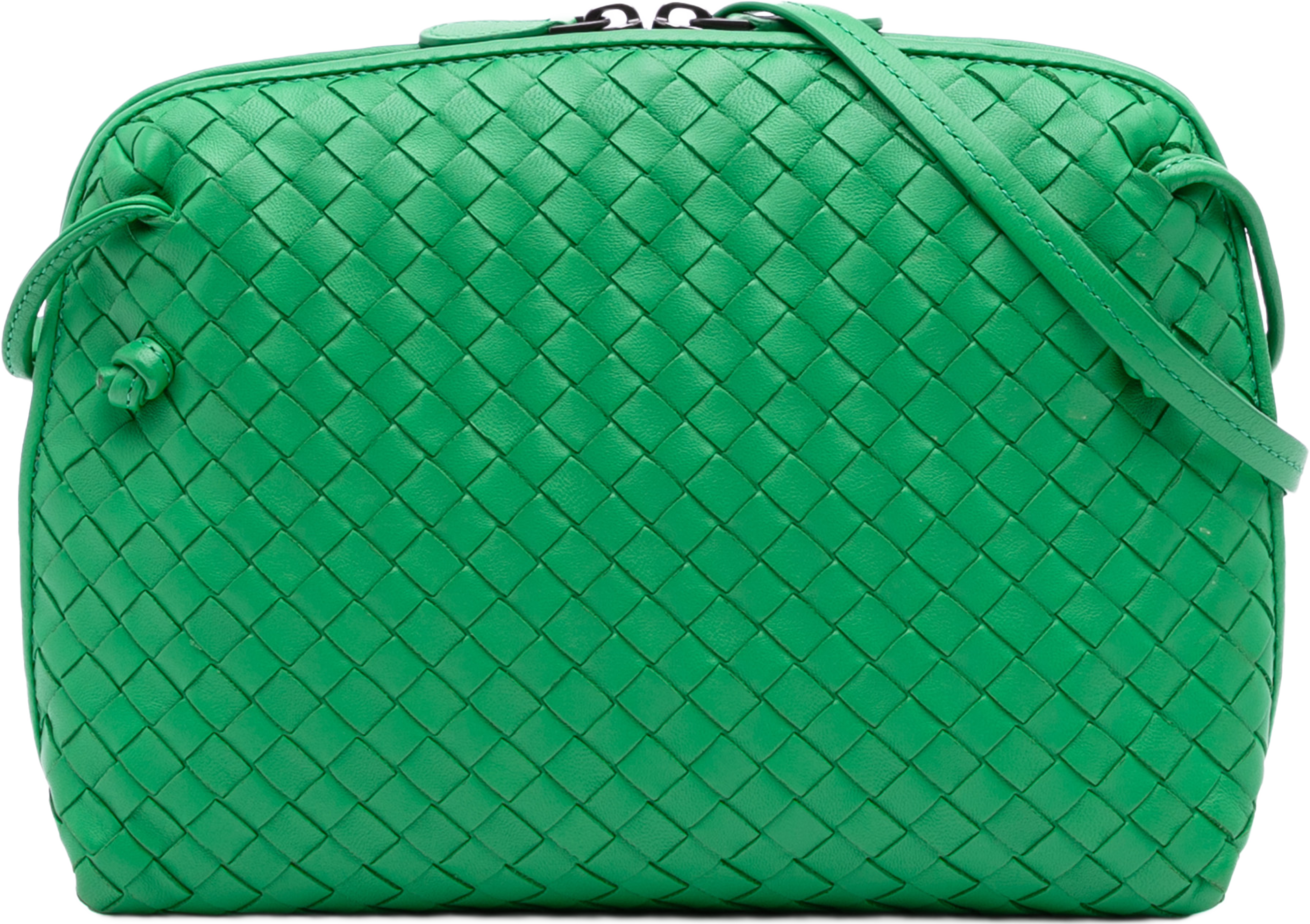 Bottega Veneta Medium Nappa Intrecciato Nodini Crossbody, från Luxclusif, i färgen green. Klicka för att öppna bilden i stort format