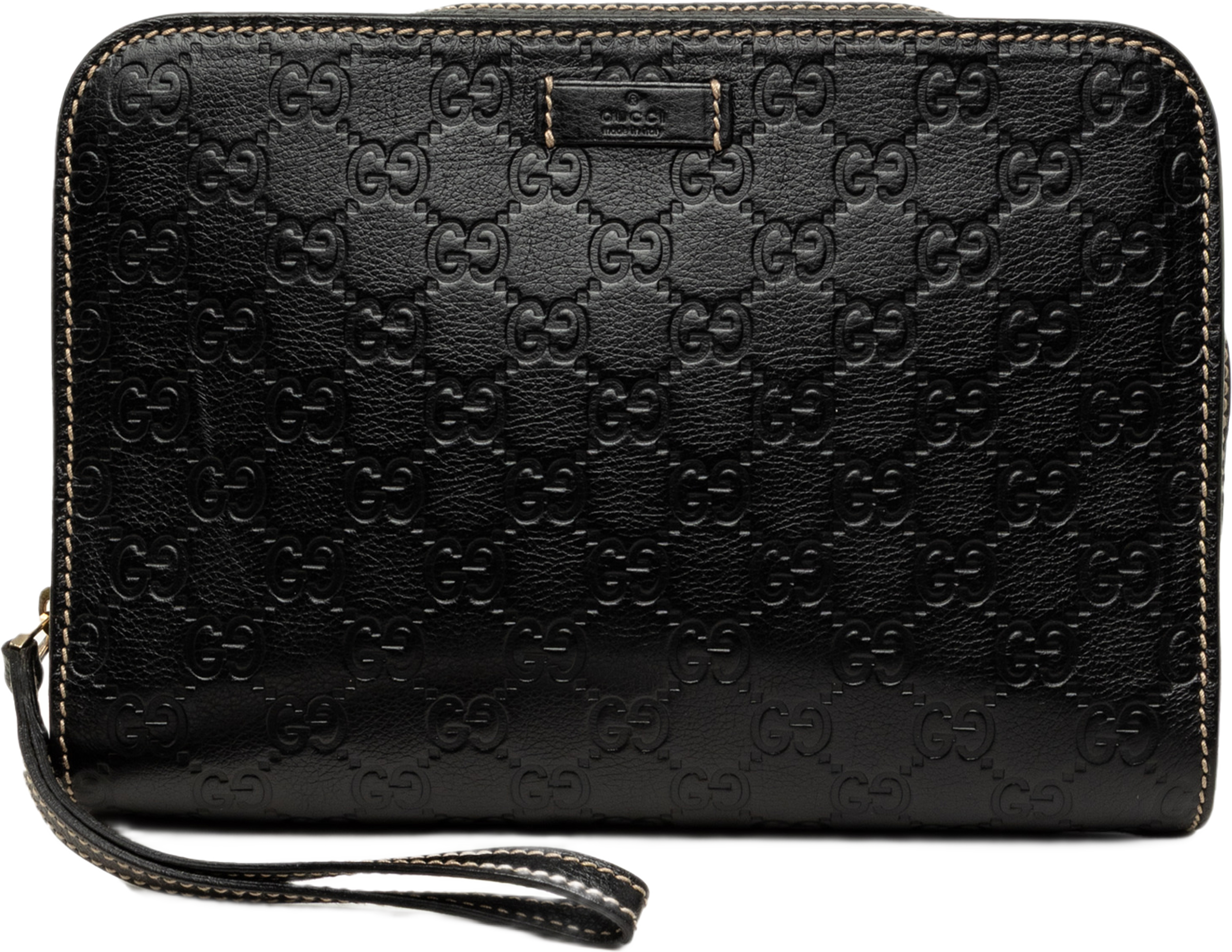 Gucci Guccissima Clutch, från Luxclusif, i färgen svart. Klicka för att öppna bilden i stort format