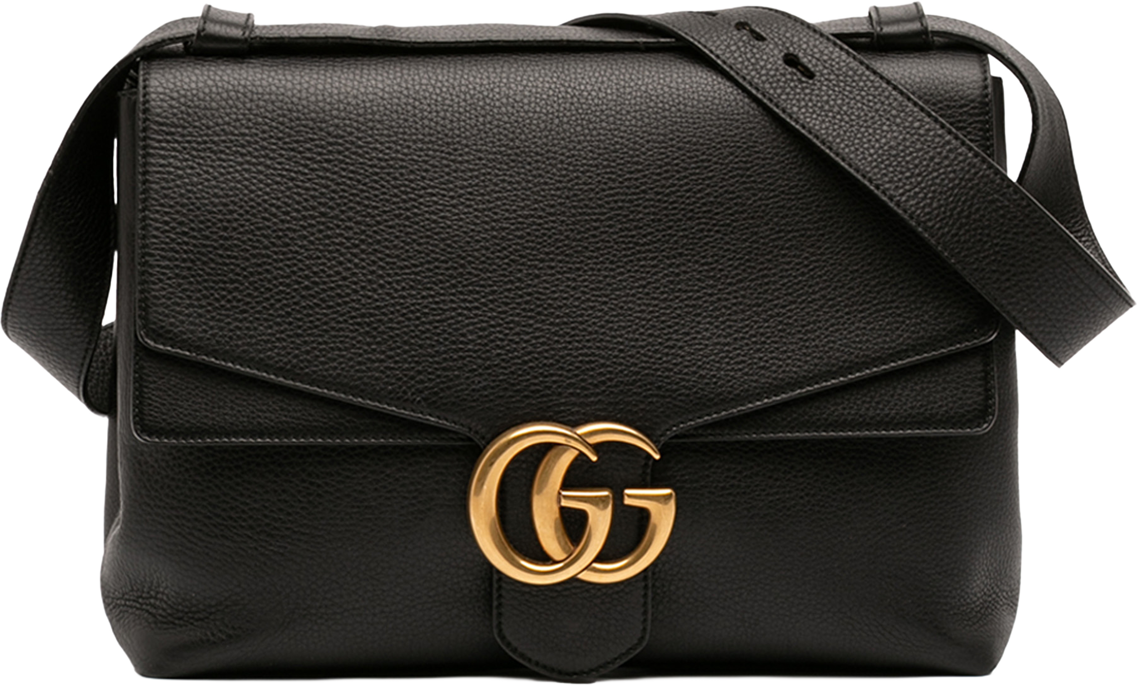 Gucci Large Gg Marmont Pebbled Calfskin Flap Shoulder Bag, från Luxclusif, i färgen black. Klicka för att öppna bilden i stort format