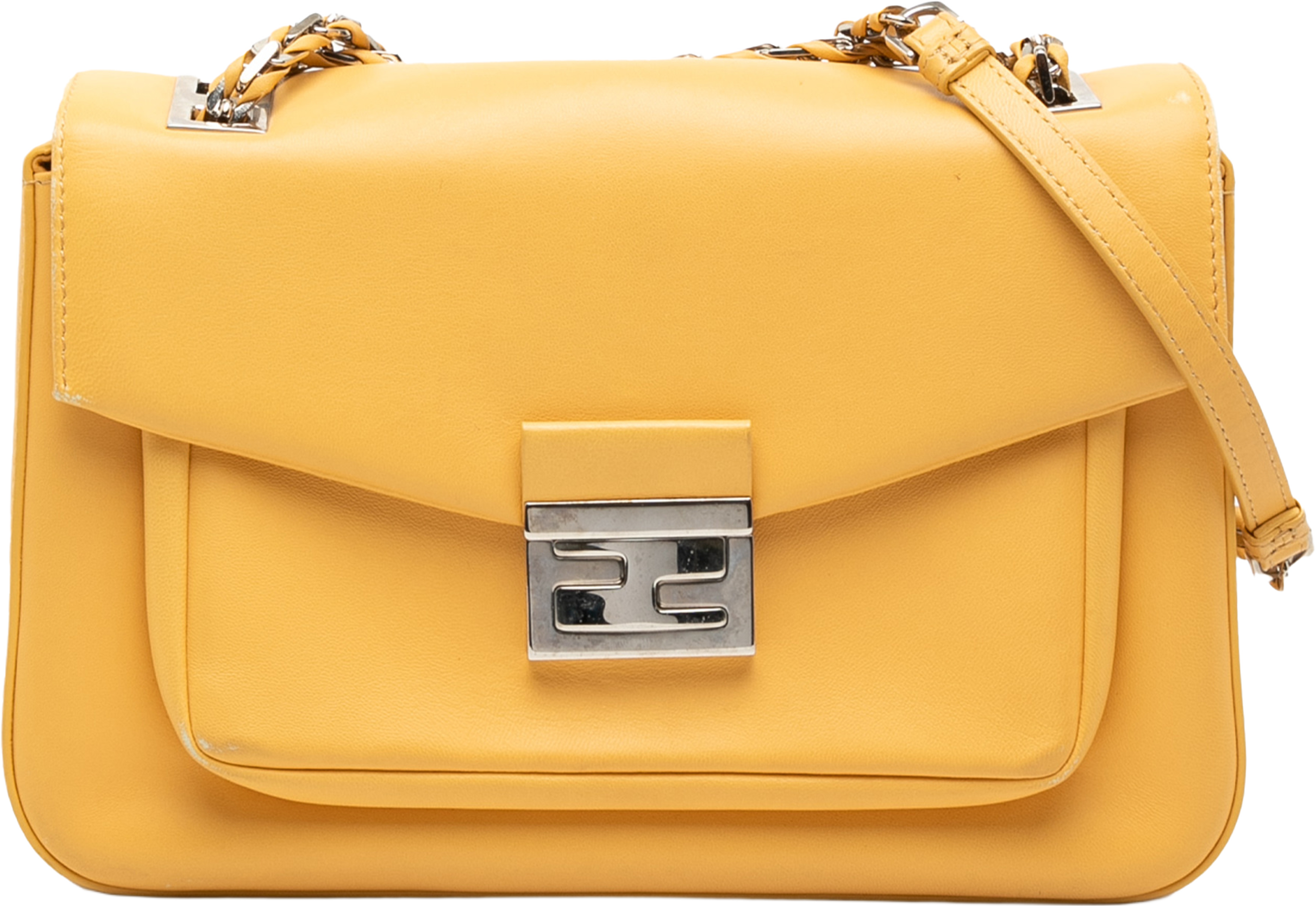 Fendi Nappa Be Baguette Crossbody, från Luxclusif, i färgen yellow. Klicka för att öppna bilden i stort format
