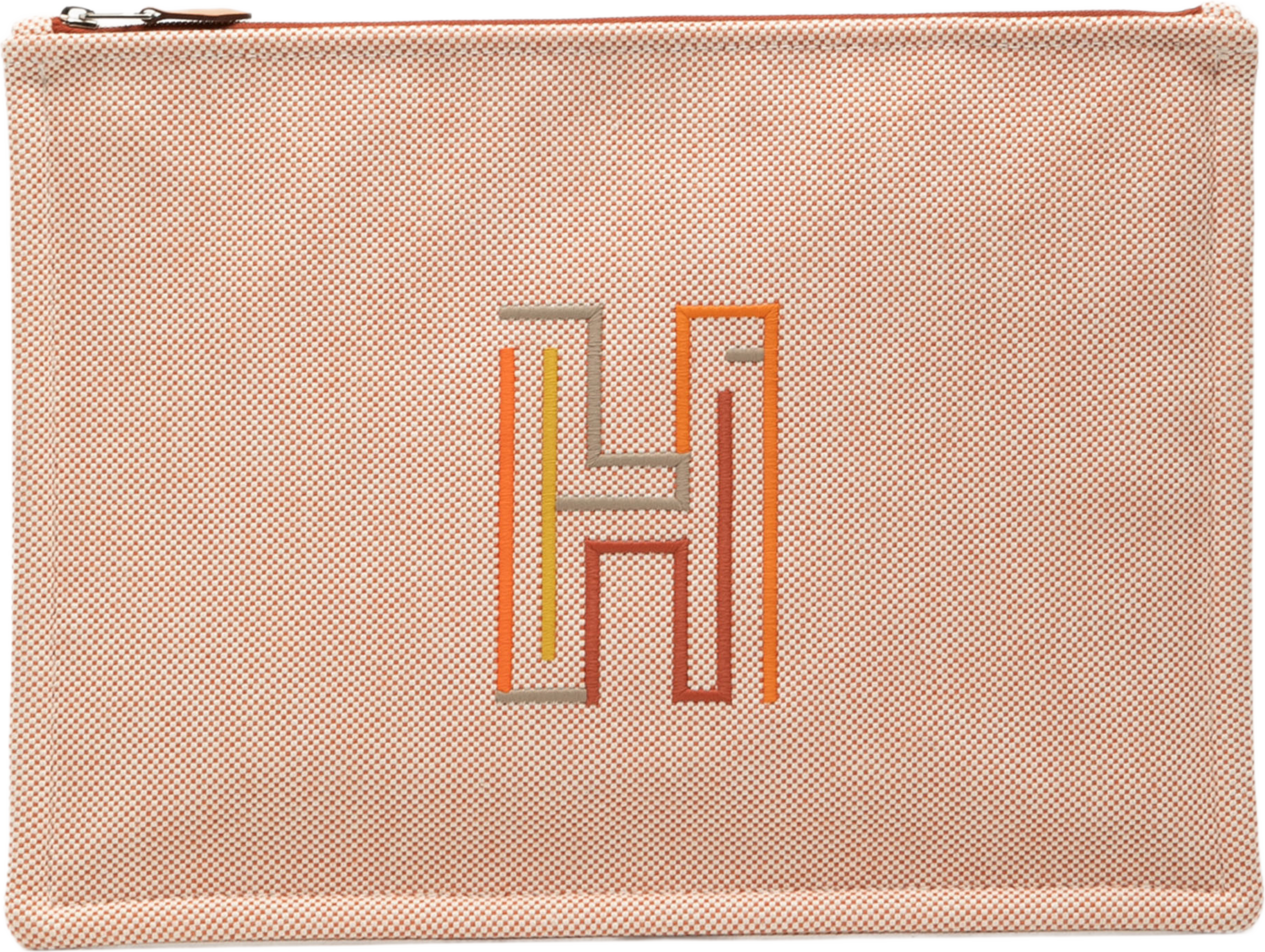 Hermès Large Canvas H Labyrinthe Case, från Luxclusif, i färgen light orange. Klicka för att öppna bilden i stort format