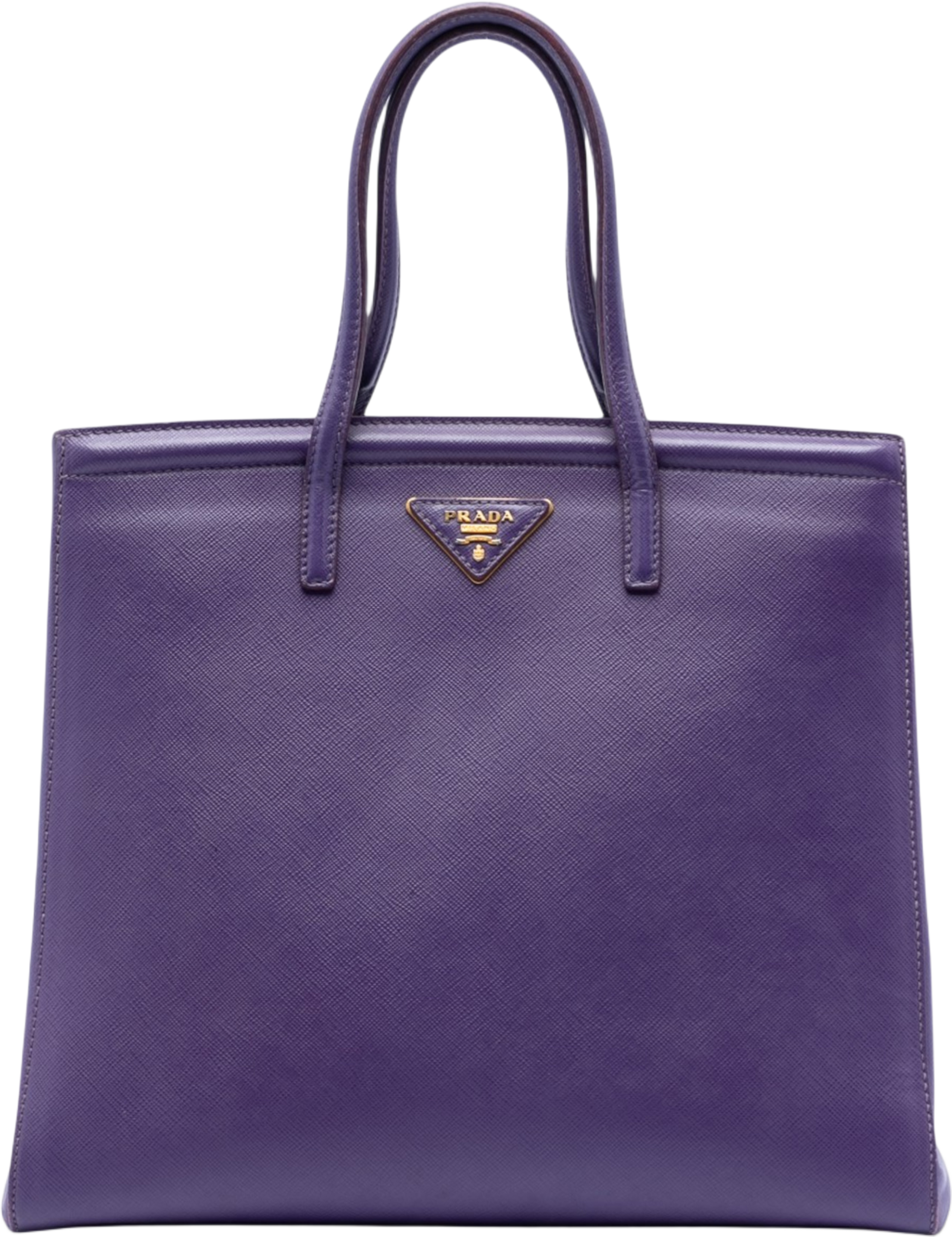 Prada Saffiano Lux Parabole Satchel, från Luxclusif, i färgen violet. Klicka för att öppna bilden i stort format