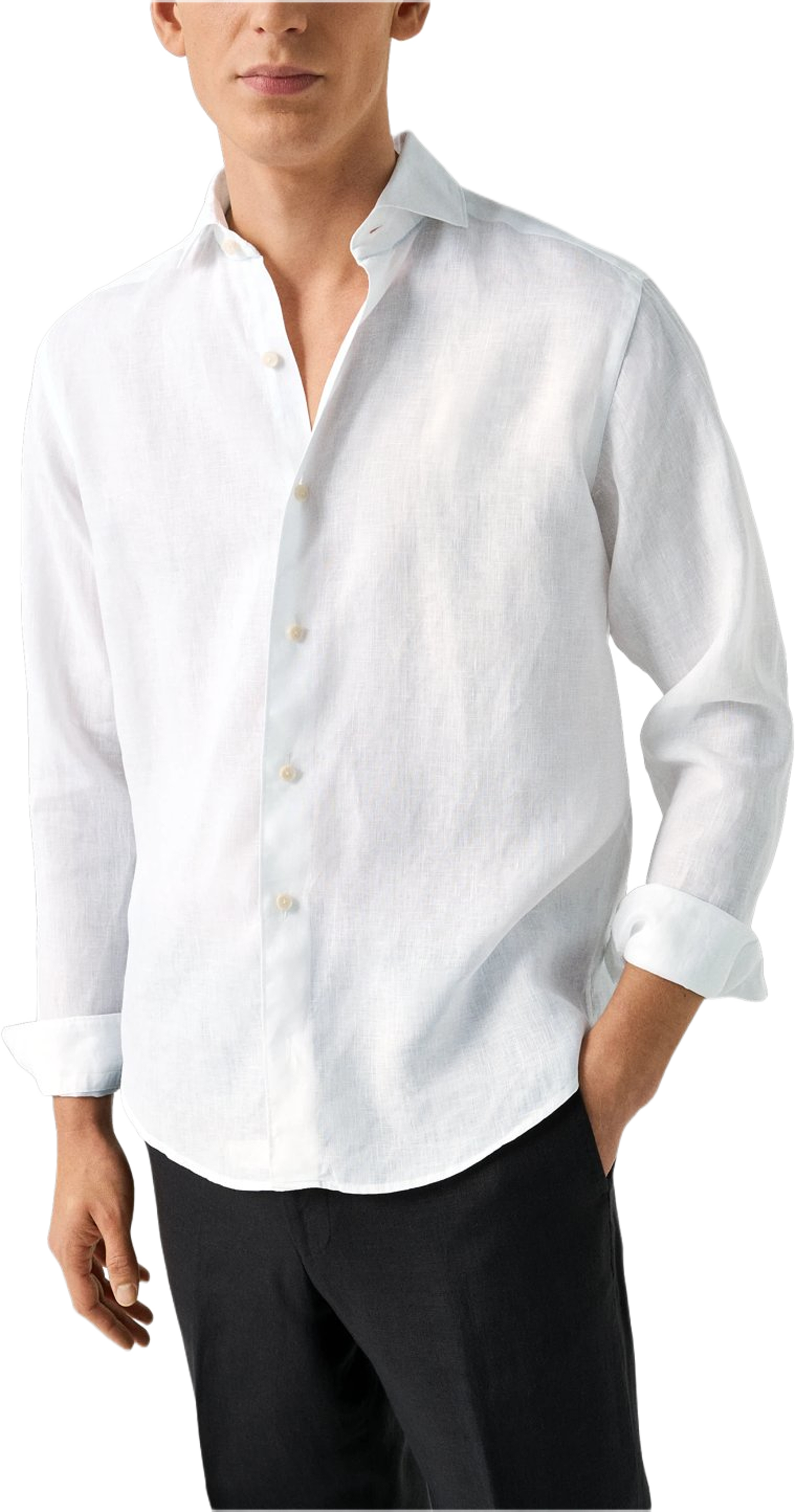 Enfärgad Linneskjorta Casual Fit, från Eton, i färgen white. Klicka för att öppna bilden i stort format