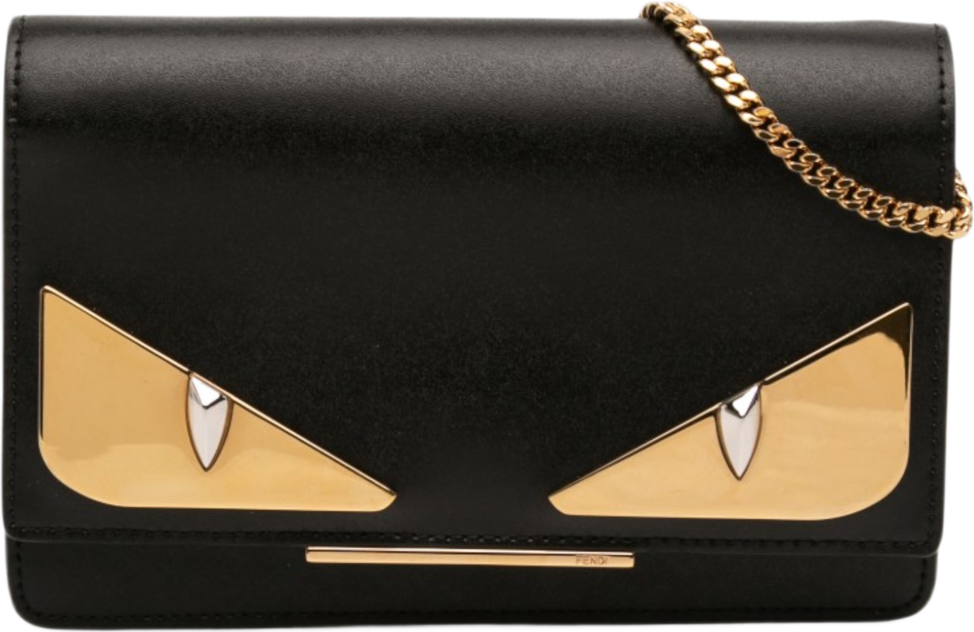 Fendi Leather Eye Monster Tube Wallet On Chain, från Luxclusif, i färgen black. Klicka för att öppna bilden i stort format