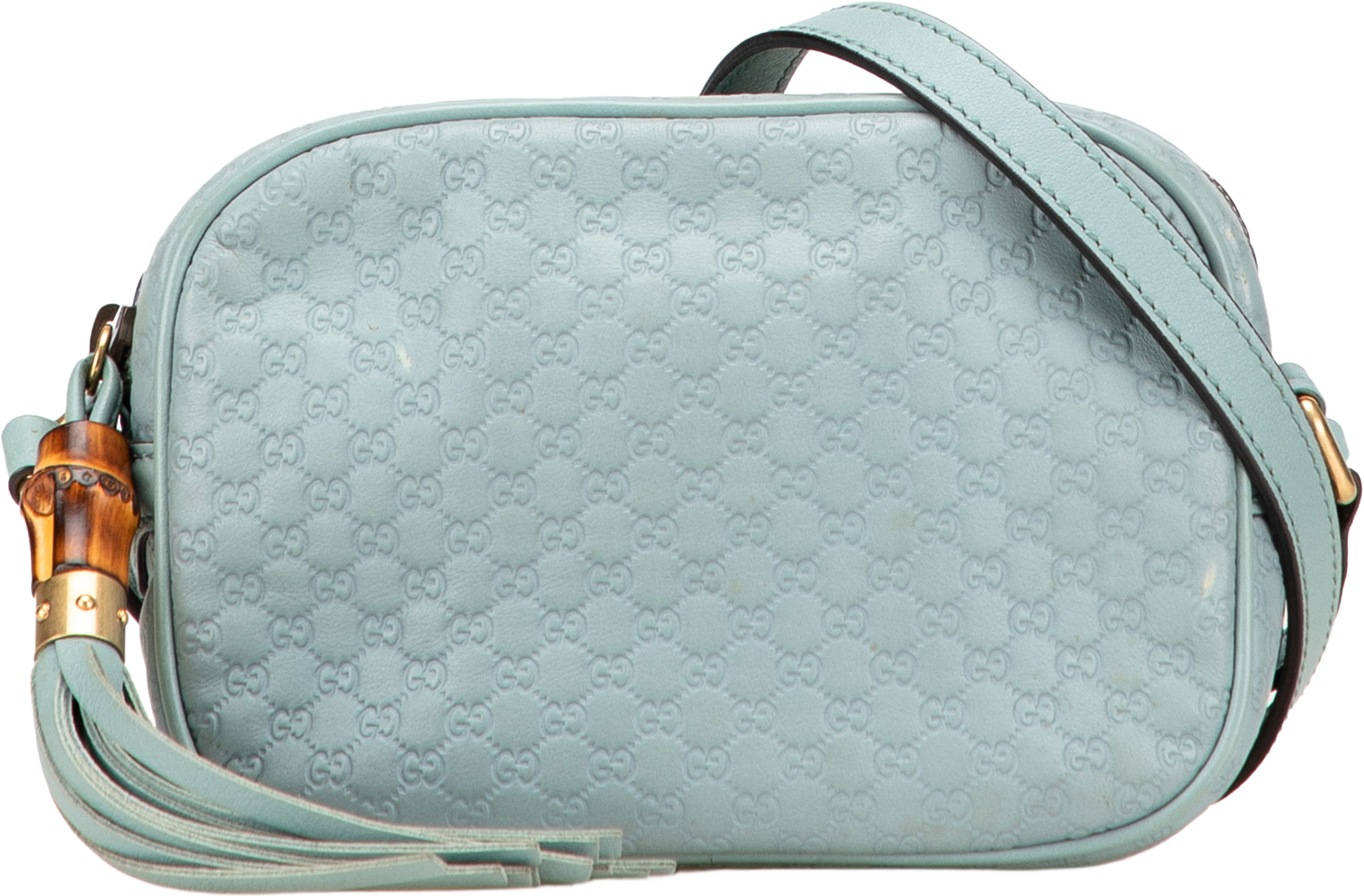 Gucci Microguccissima Sunshine Disco Camera Bag, från Luxclusif, i färgen light blue. Klicka för att öppna bilden i stort format