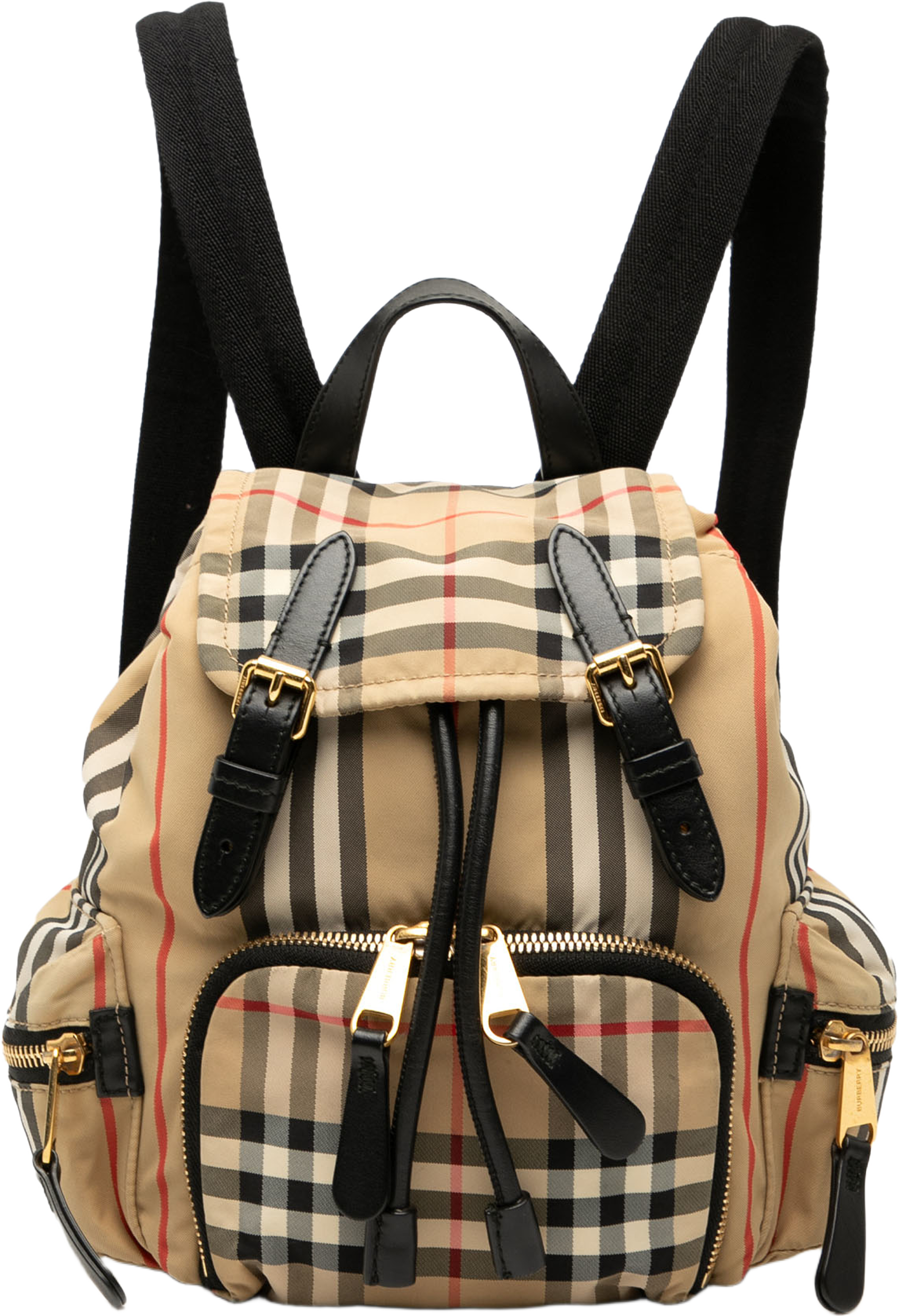 Burberry House Check Canvas Backpack, från Luxclusif, i färgen beige. Klicka för att öppna bilden i stort format