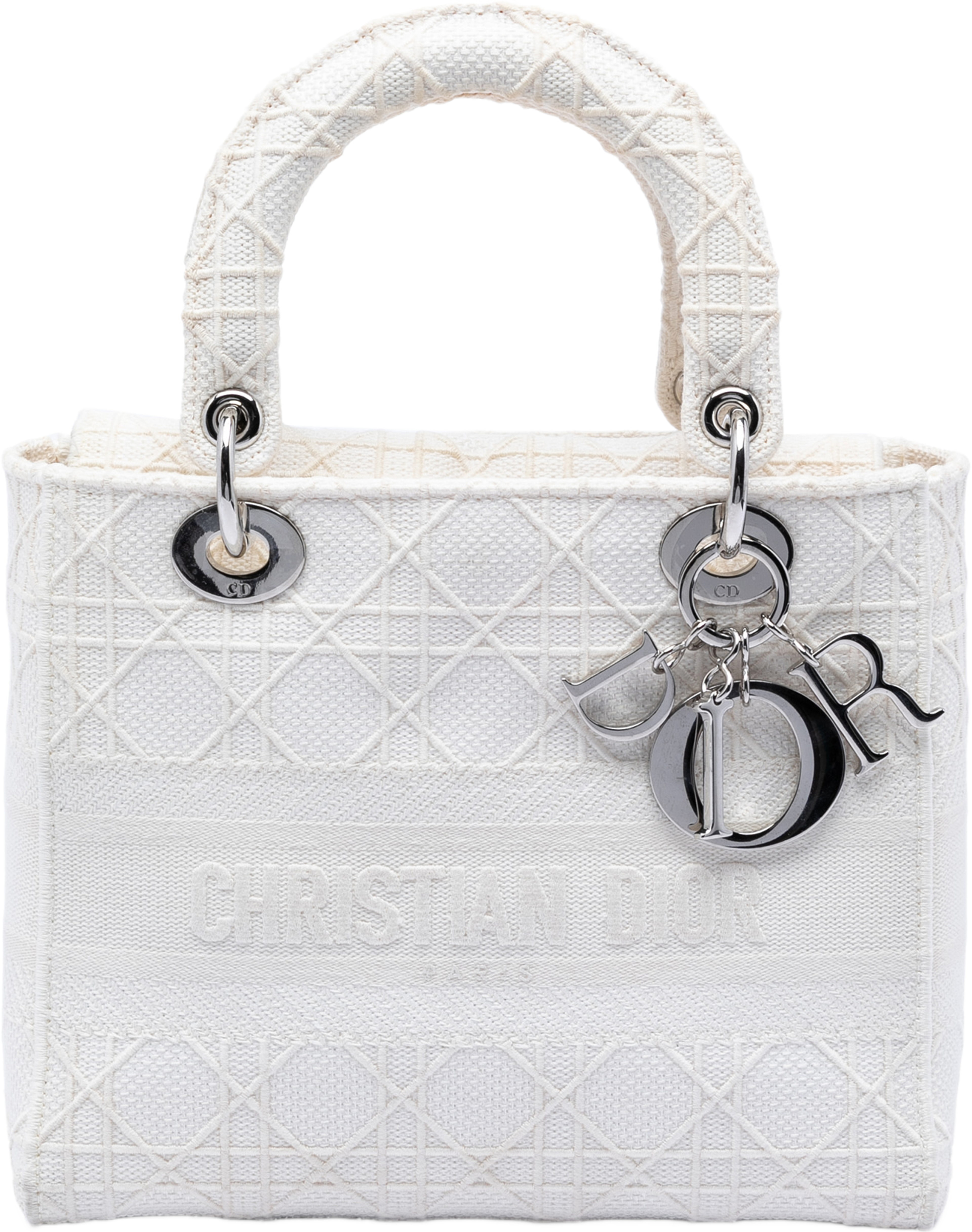 Dior Medium Canvas Cannage Lady D Lite, från Luxclusif, i färgen white. Klicka för att öppna bilden i stort format