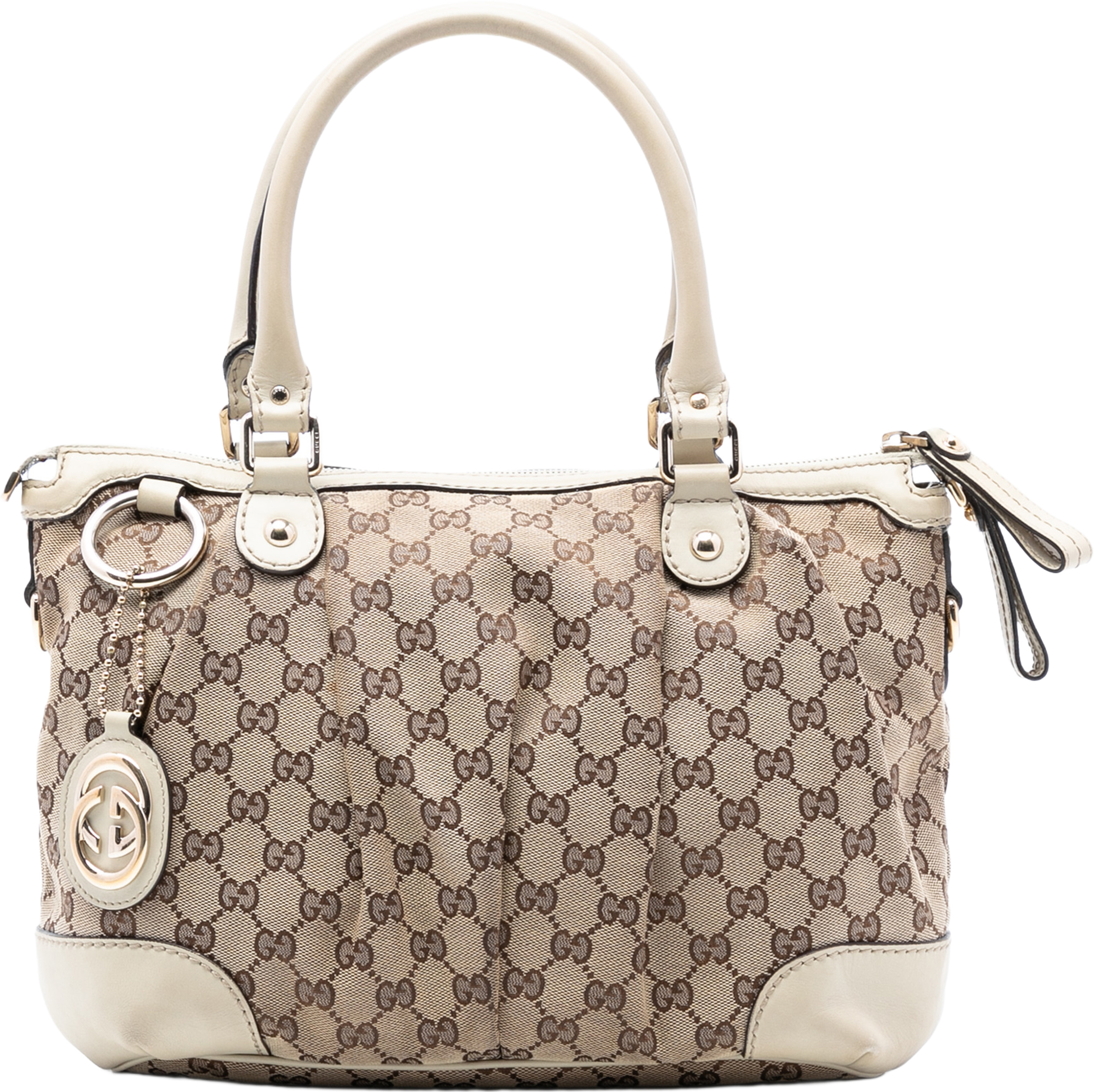 Gucci Gg Canvas Sukey Satchel, från Luxclusif, i färgen beige. Klicka för att öppna bilden i stort format