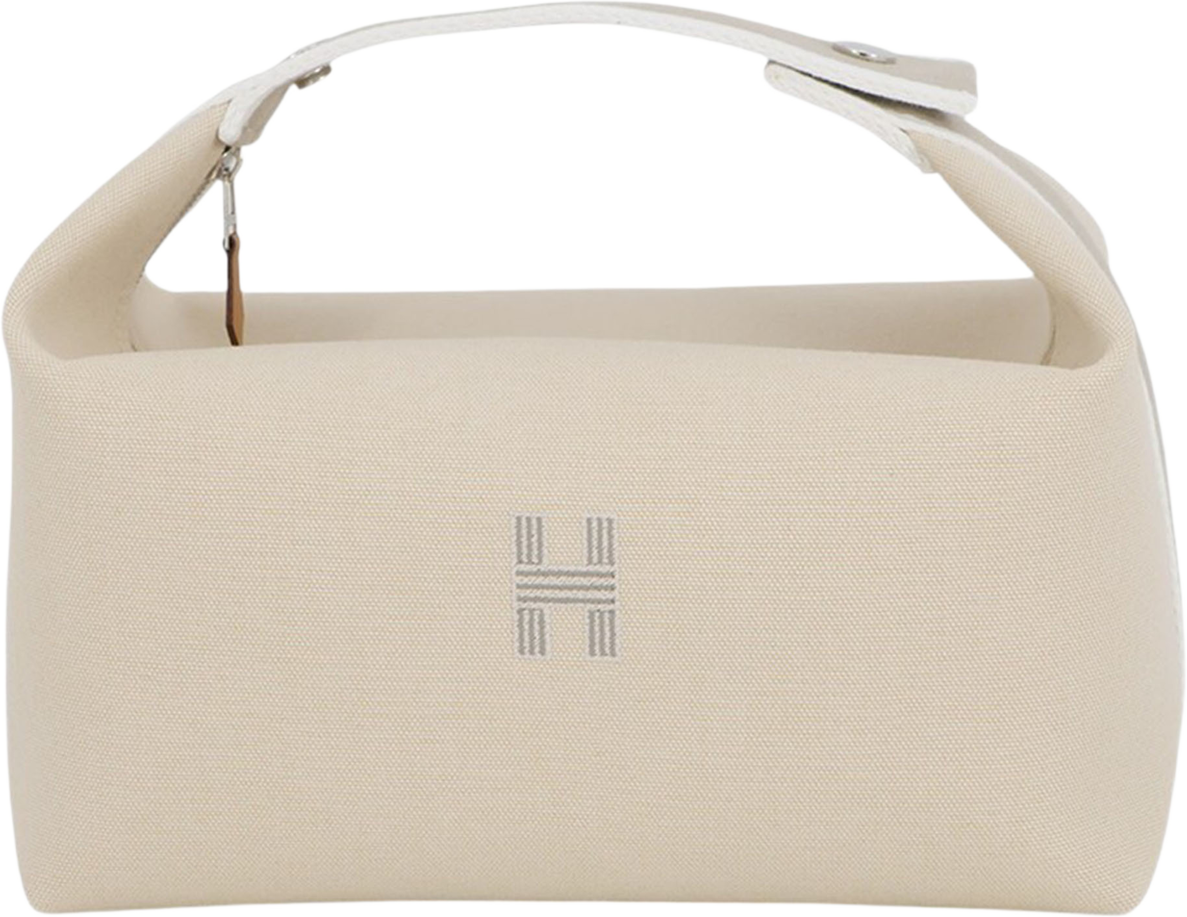 Hermès Large Toile Bride A Brac Case, från Luxclusif, i färgen light beige. Klicka för att öppna bilden i stort format