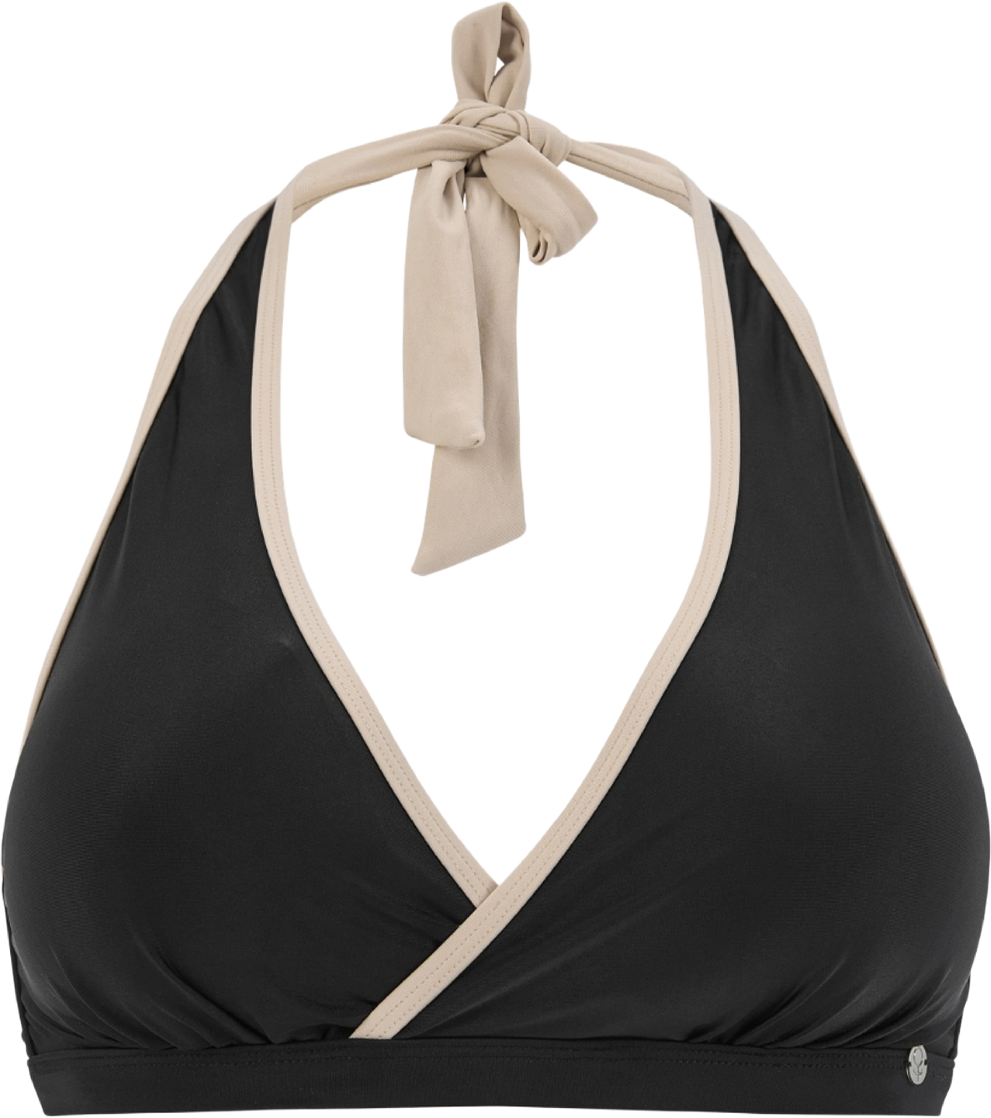 Maui Halterneck Bikini-bh, från Swegmark, i färgen black/beige. Klicka för att öppna bilden i stort format