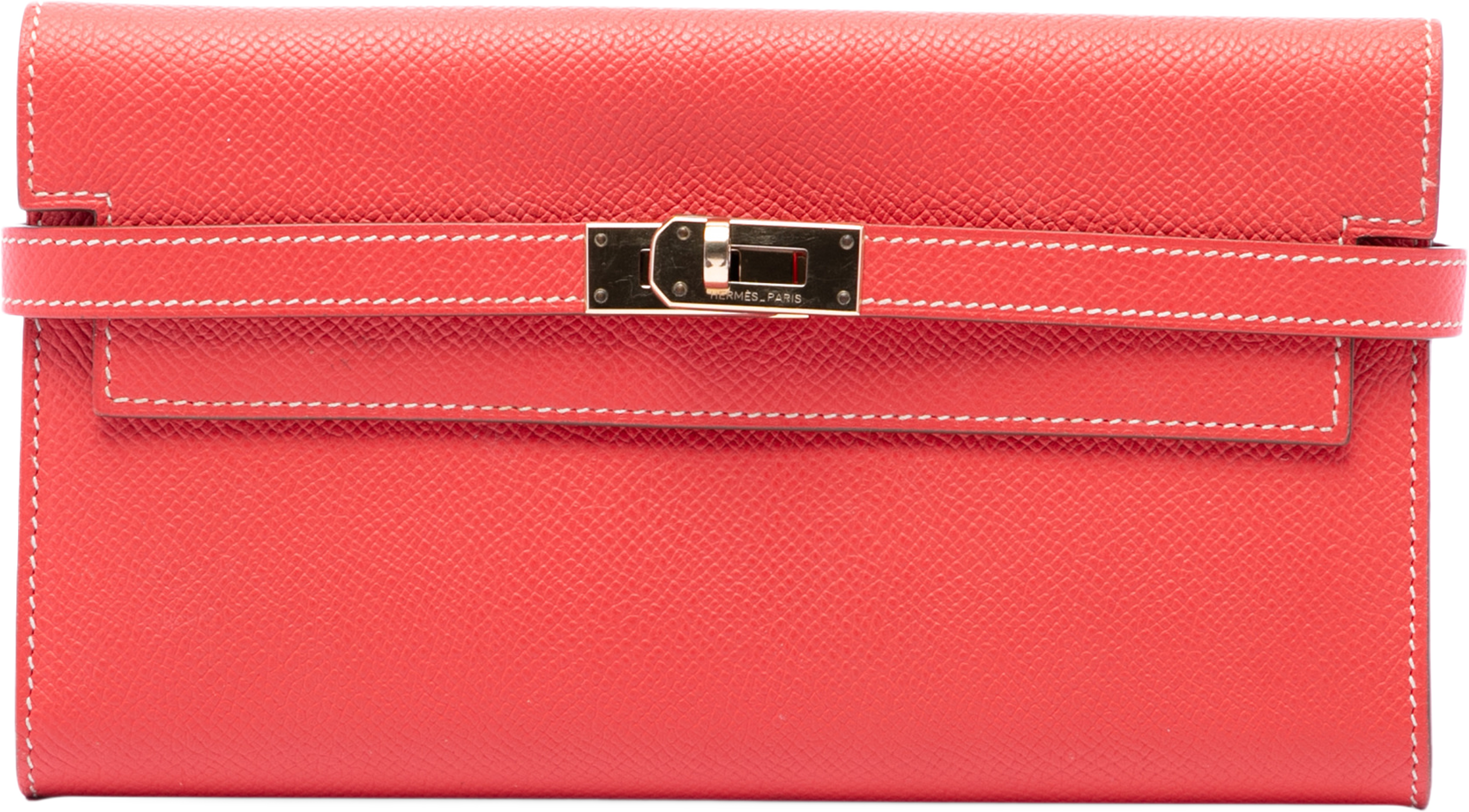 Hermès Epsom Verso Kelly Longue Wallet, från Luxclusif, i färgen rosa. Klicka för att öppna bilden i stort format