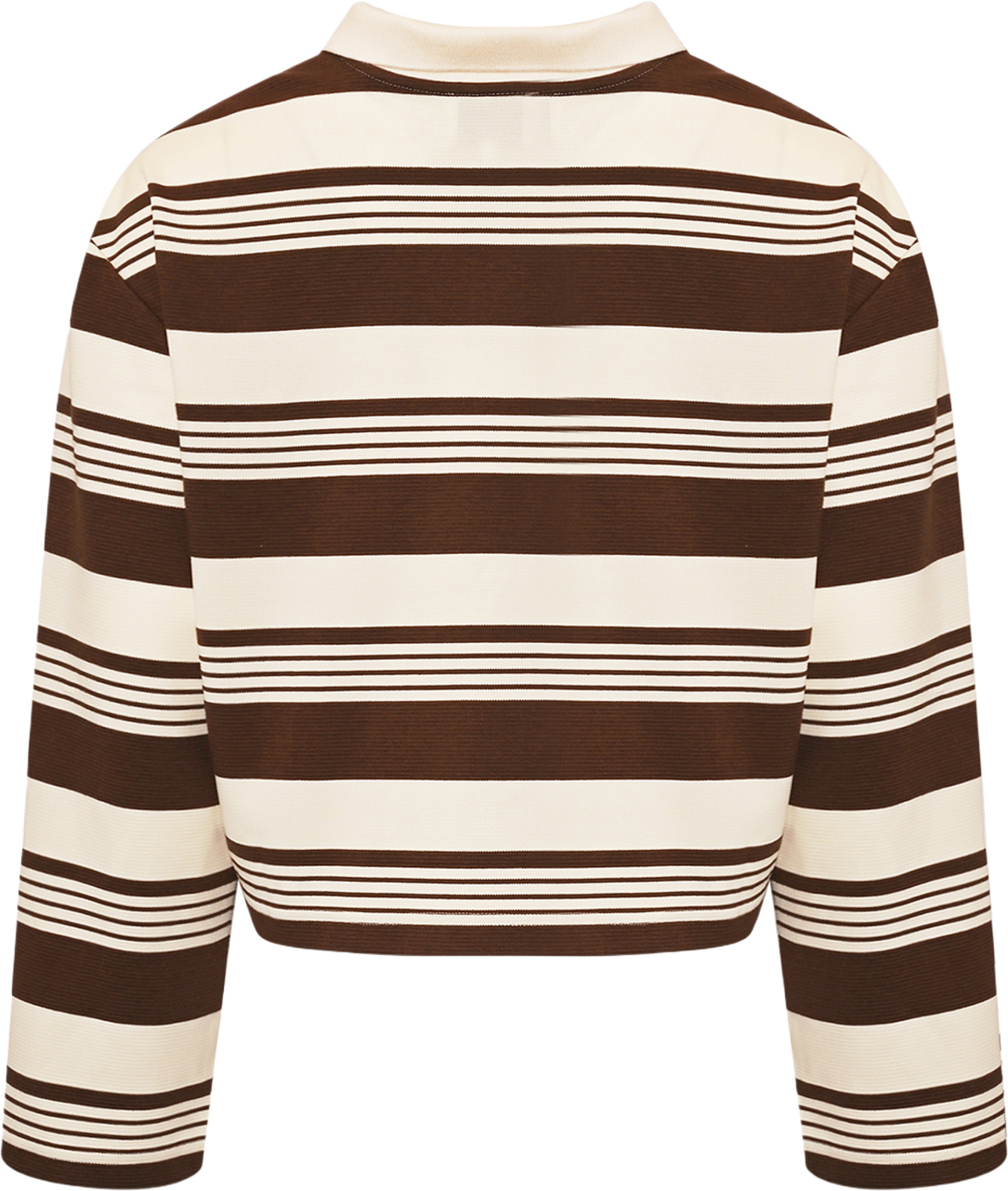 Lynlee Polo - Brown Offwhite Stripe Cropped