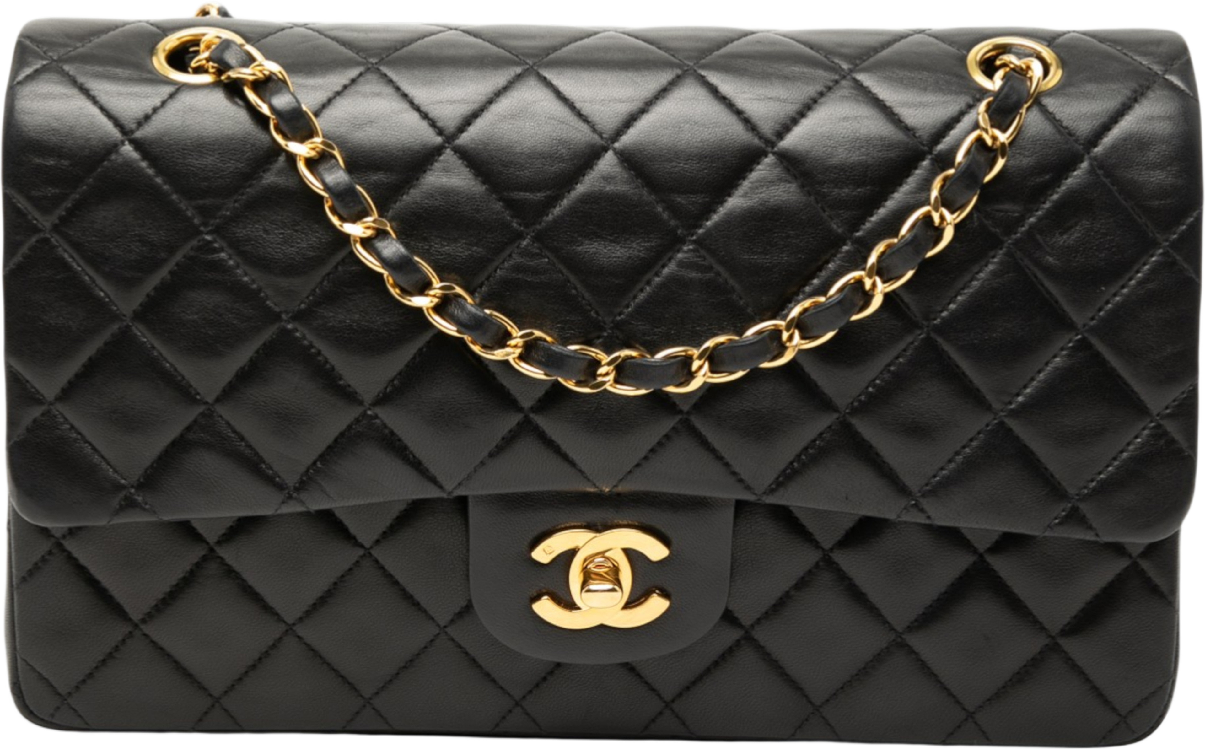 Chanel Medium Classic Lambskin Double Flap, från Luxclusif, i färgen black. Klicka för att öppna bilden i stort format