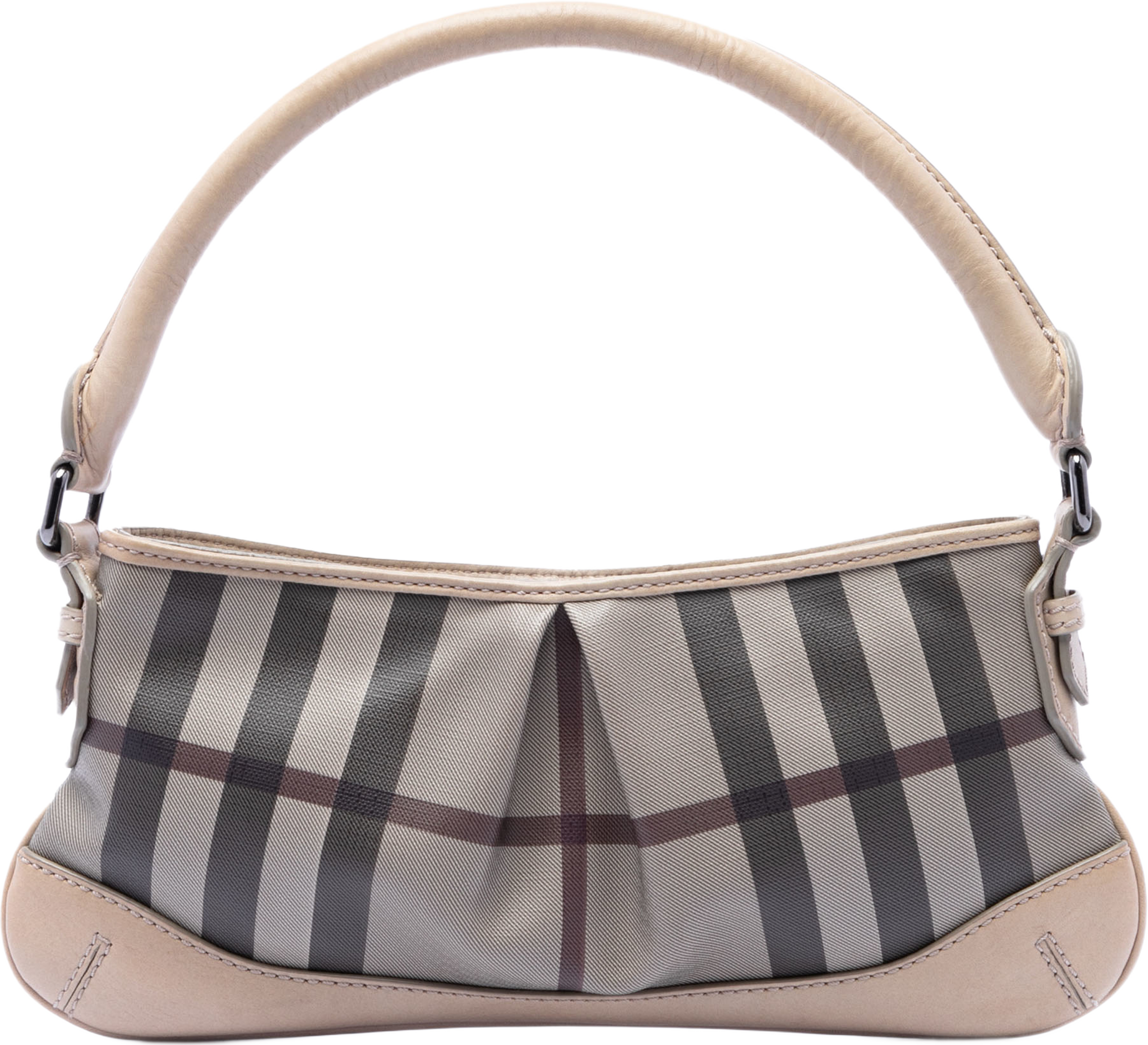 Burberry Smoke Check Coated Canvas Shoulder Bag, från Luxclusif, i färgen grå. Klicka för att öppna bilden i stort format