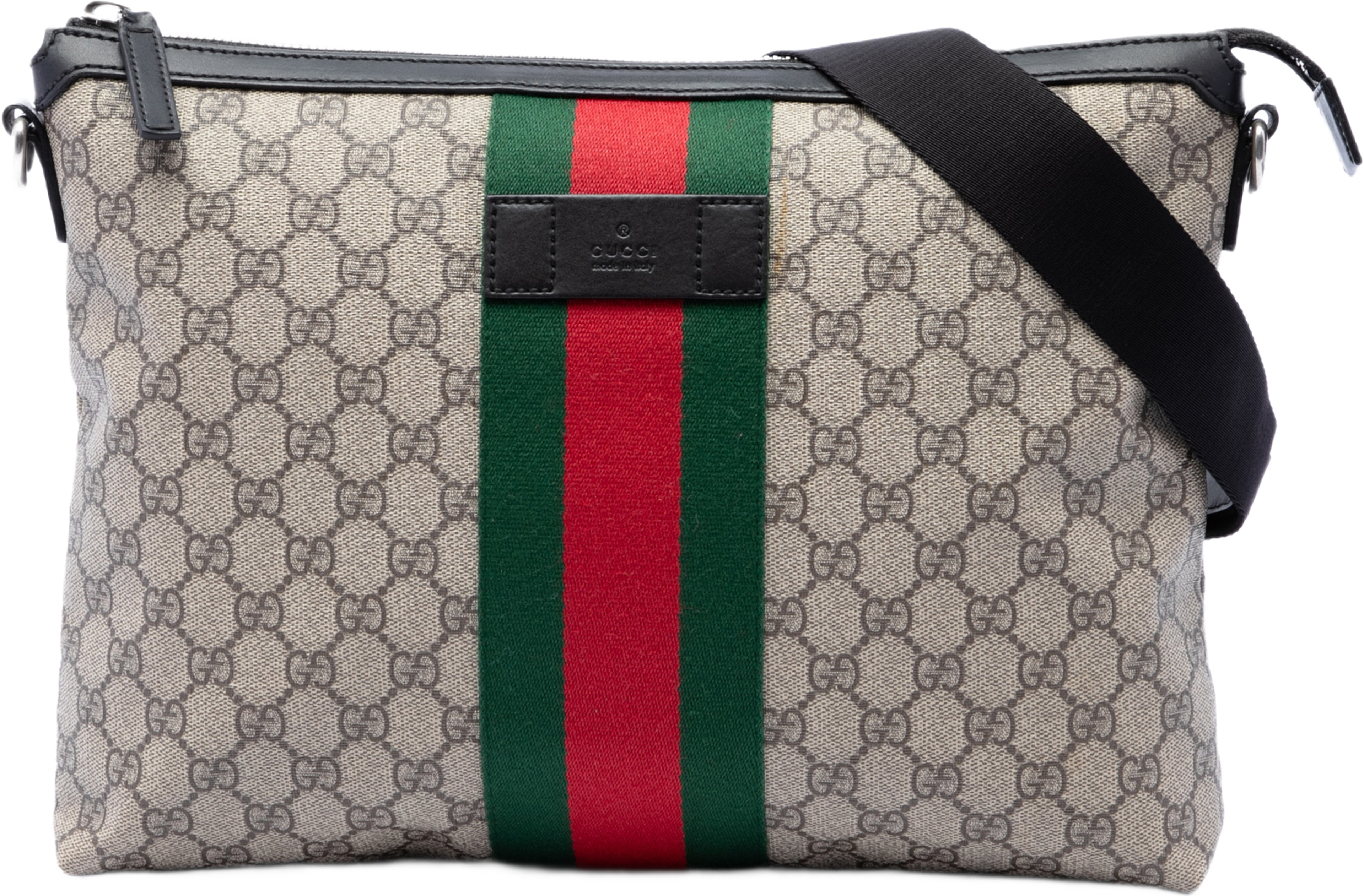 Gucci Gg Supreme Web Crossbody, från Luxclusif, i färgen beige. Klicka för att öppna bilden i stort format