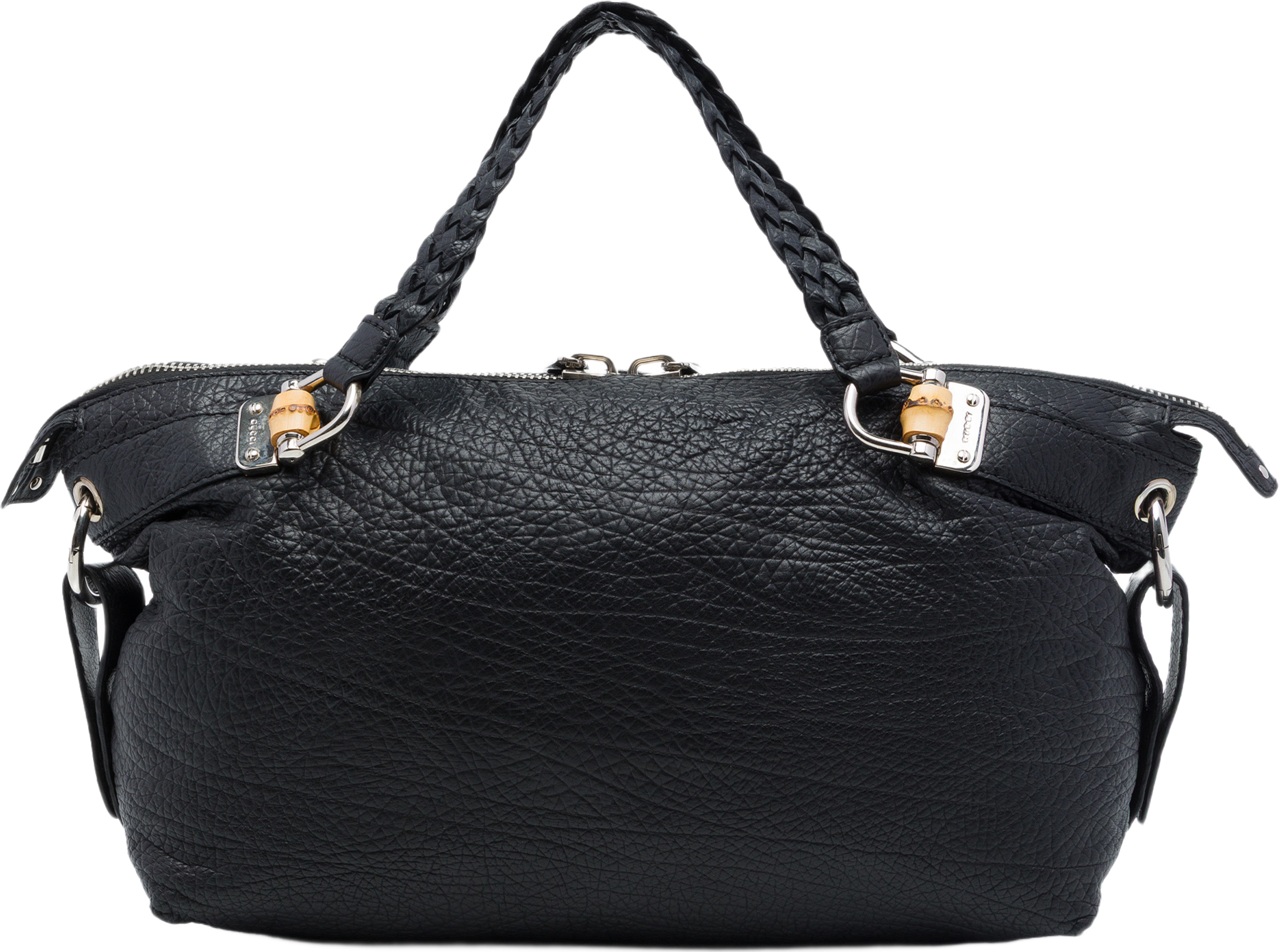 Gucci Medium Calfskin Bamboo Bar Tote, från Luxclusif, i färgen svart. Klicka för att öppna bilden i stort format