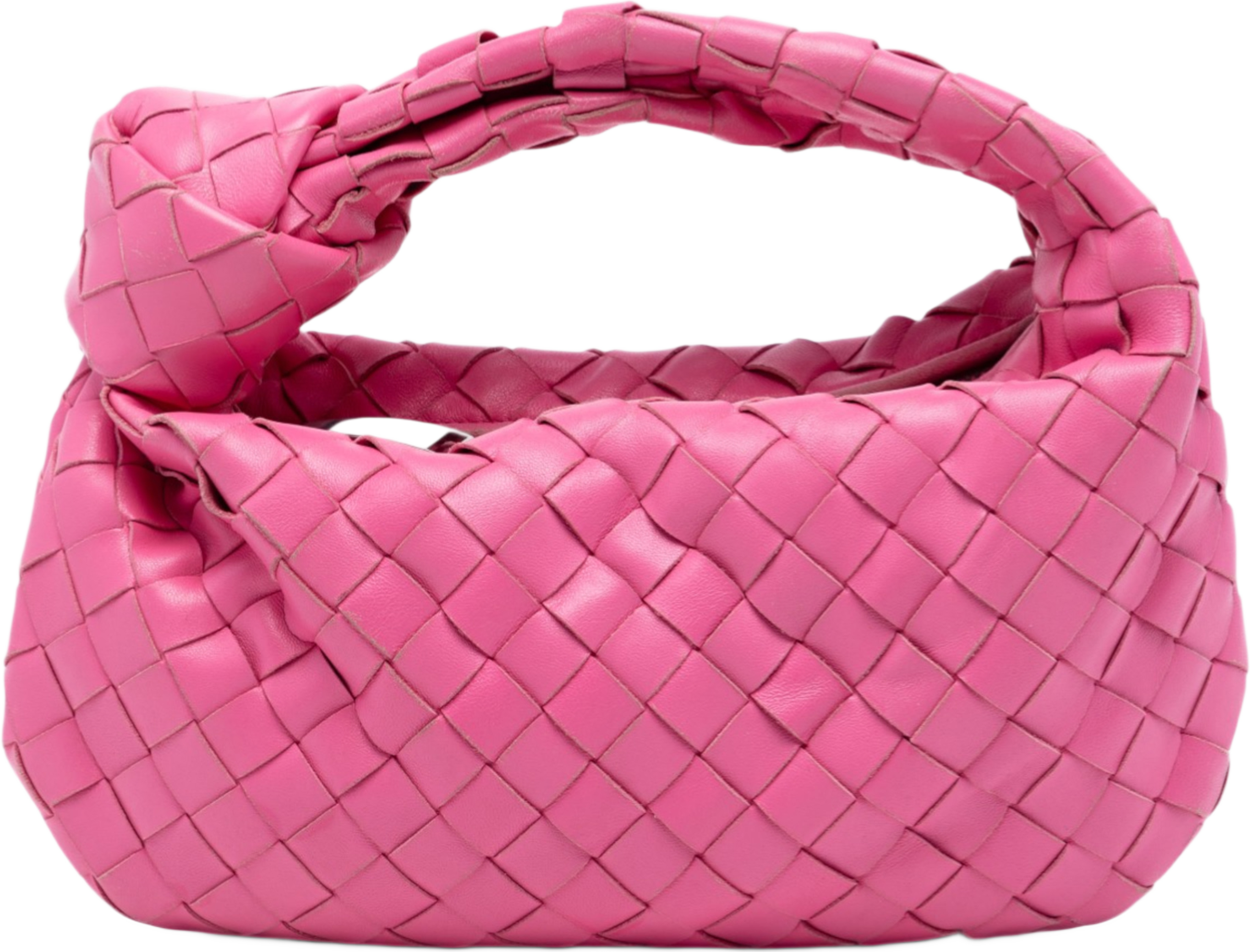 Bottega Veneta Mini Nappa Intrecciato Jodie, från Luxclusif, i färgen pink. Klicka för att öppna bilden i stort format