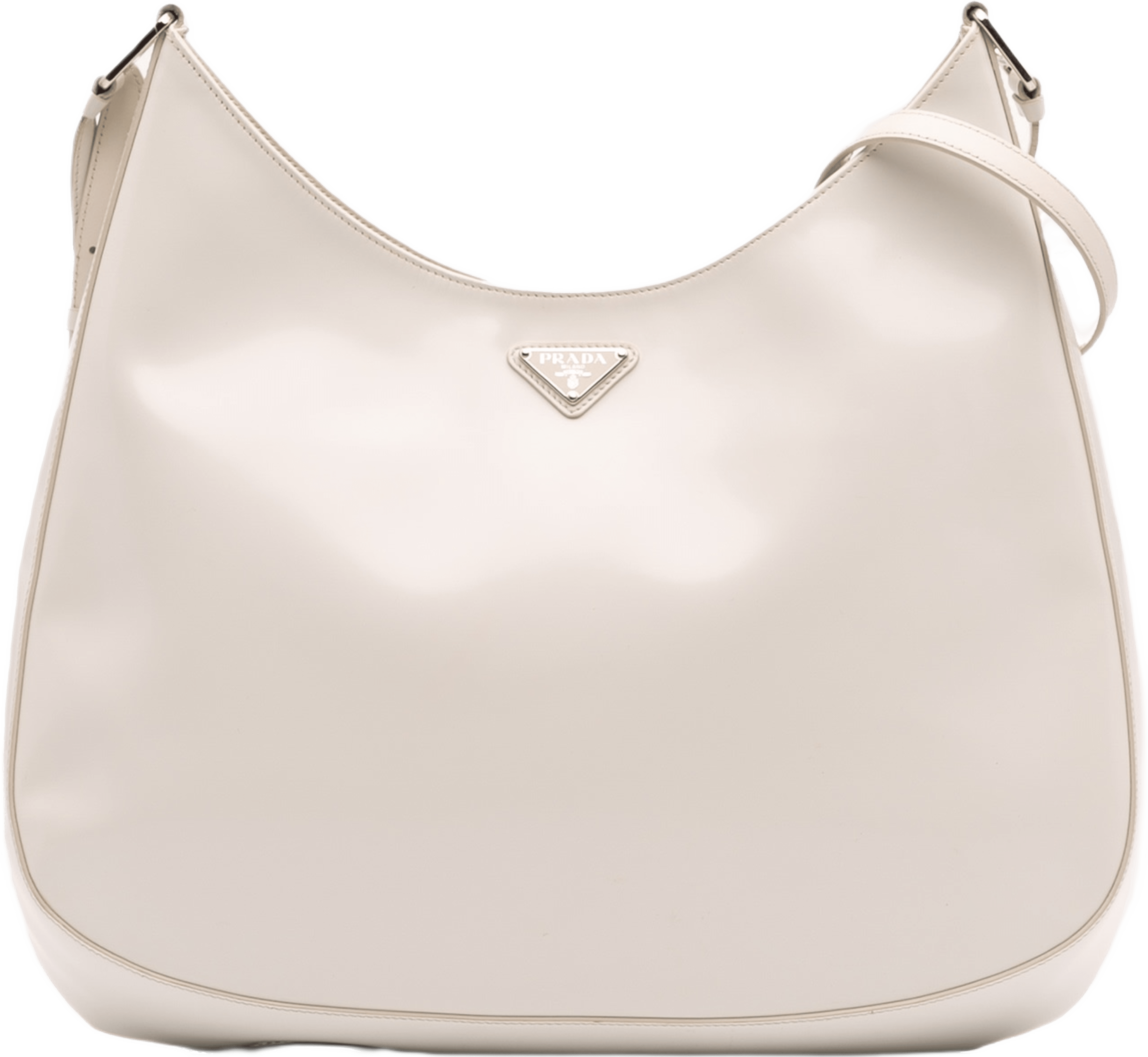 Prada Maxi Spazzolato Cleo Crossbody, från Luxclusif, i färgen white. Klicka för att öppna bilden i stort format