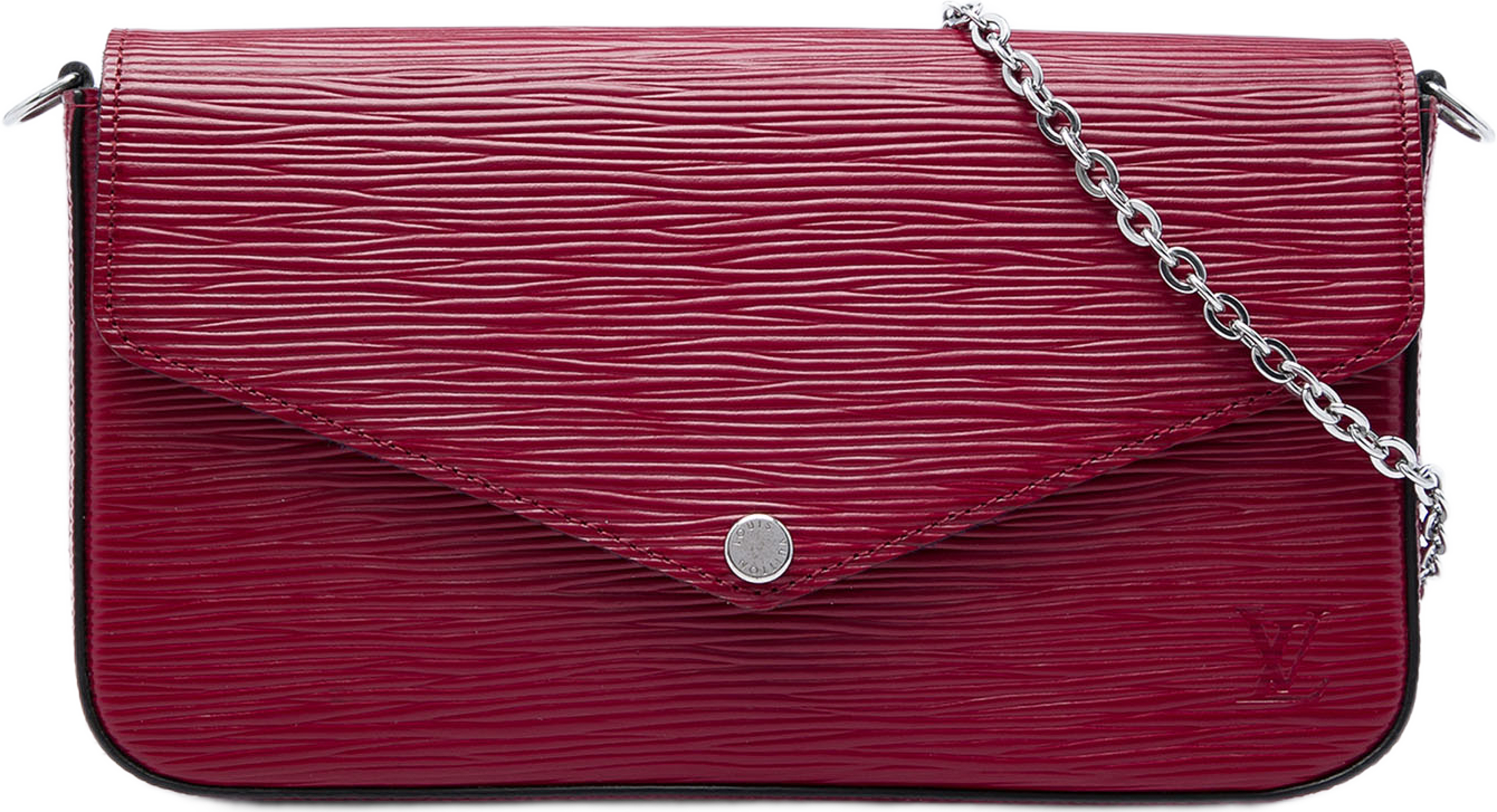 Louis Vuitton Epi Pochette Felicie, från Luxclusif, i färgen röd. Klicka för att öppna bilden i stort format