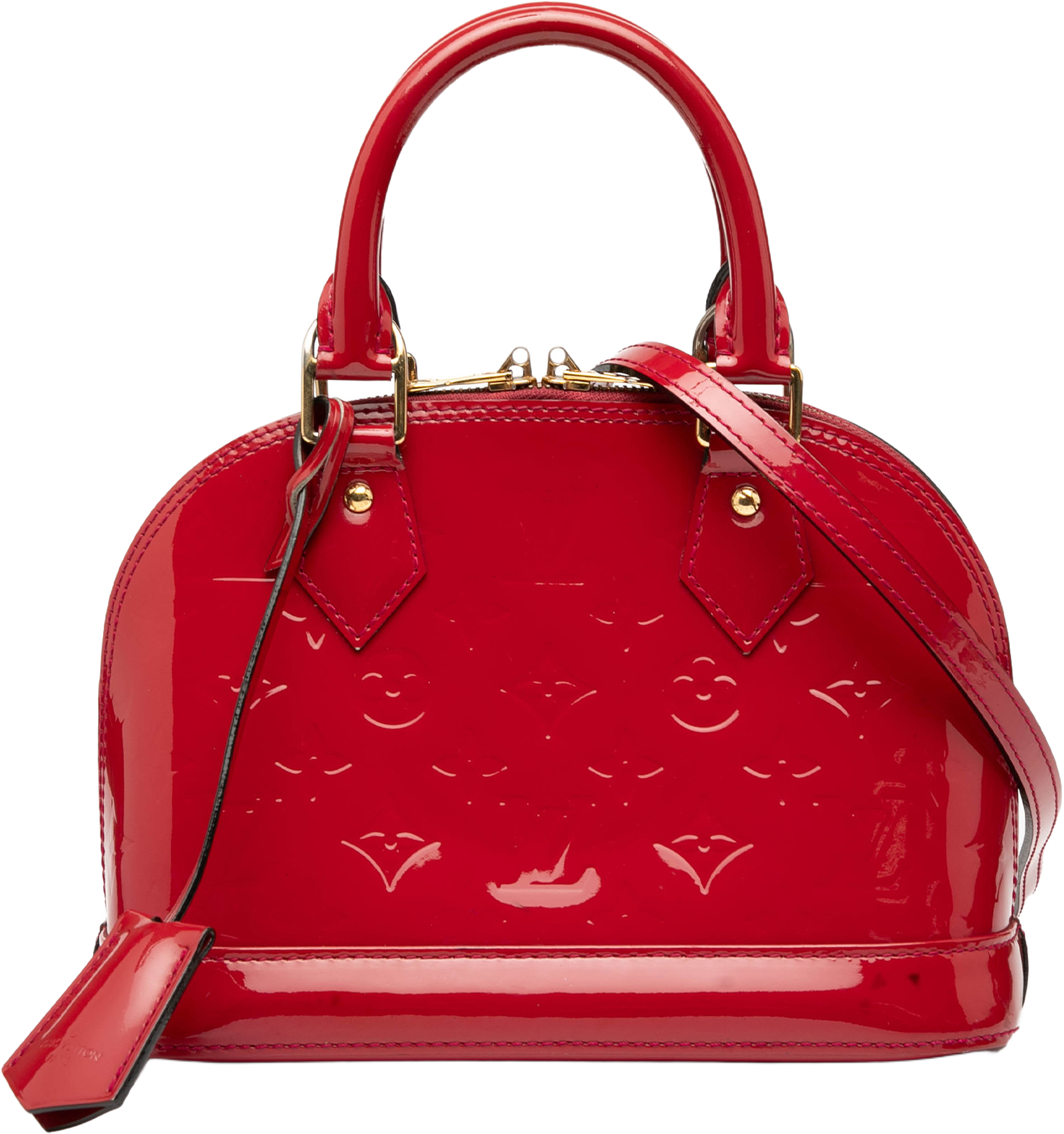 Louis Vuitton Monogram Vernis Alma Bb, från Luxclusif, i färgen red. Klicka för att öppna bilden i stort format