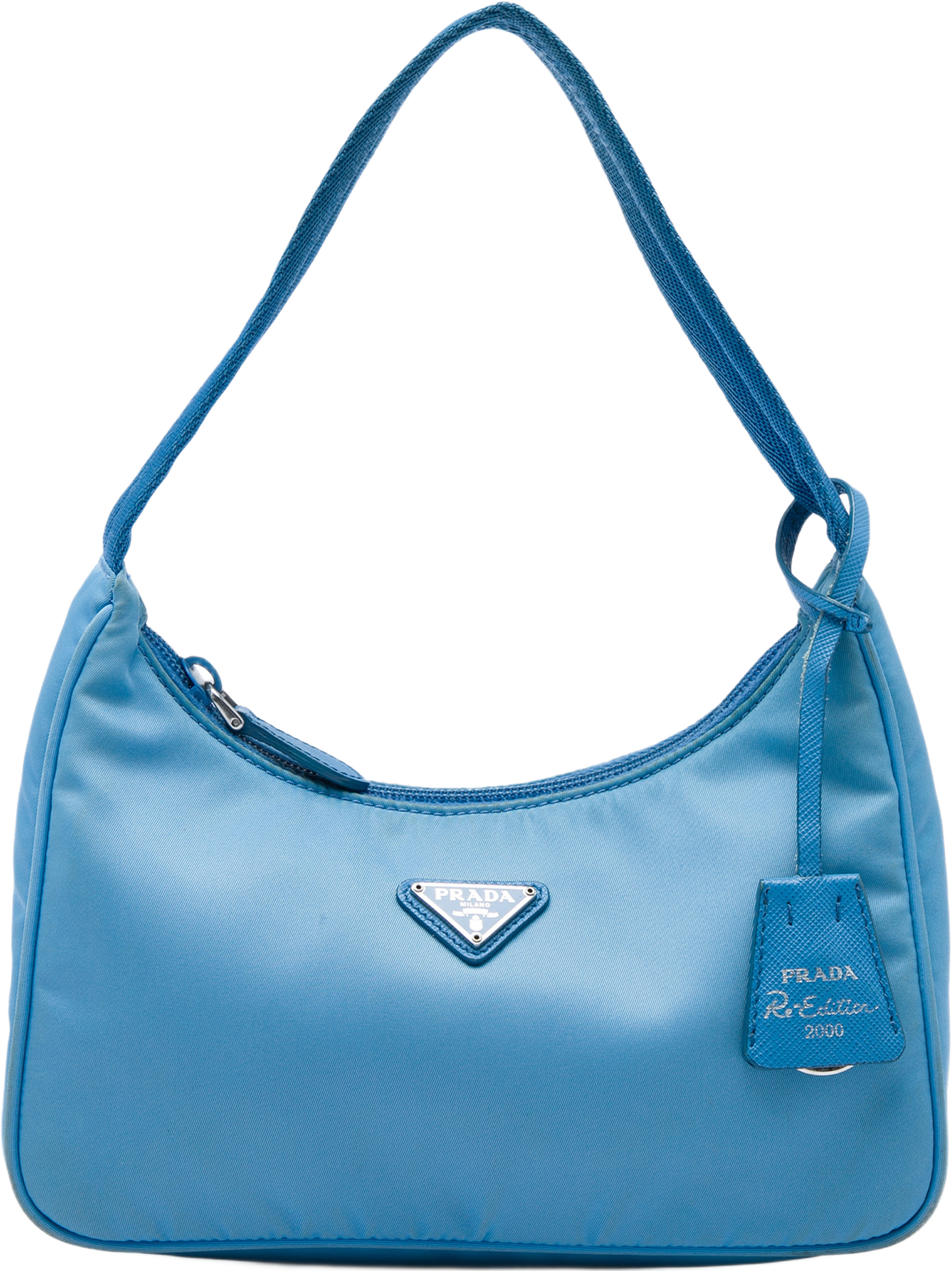 Prada Mini Tessuto Re Edition 2000 Shoulder Bag, från Luxclusif, i färgen blå. Klicka för att öppna bilden i stort format