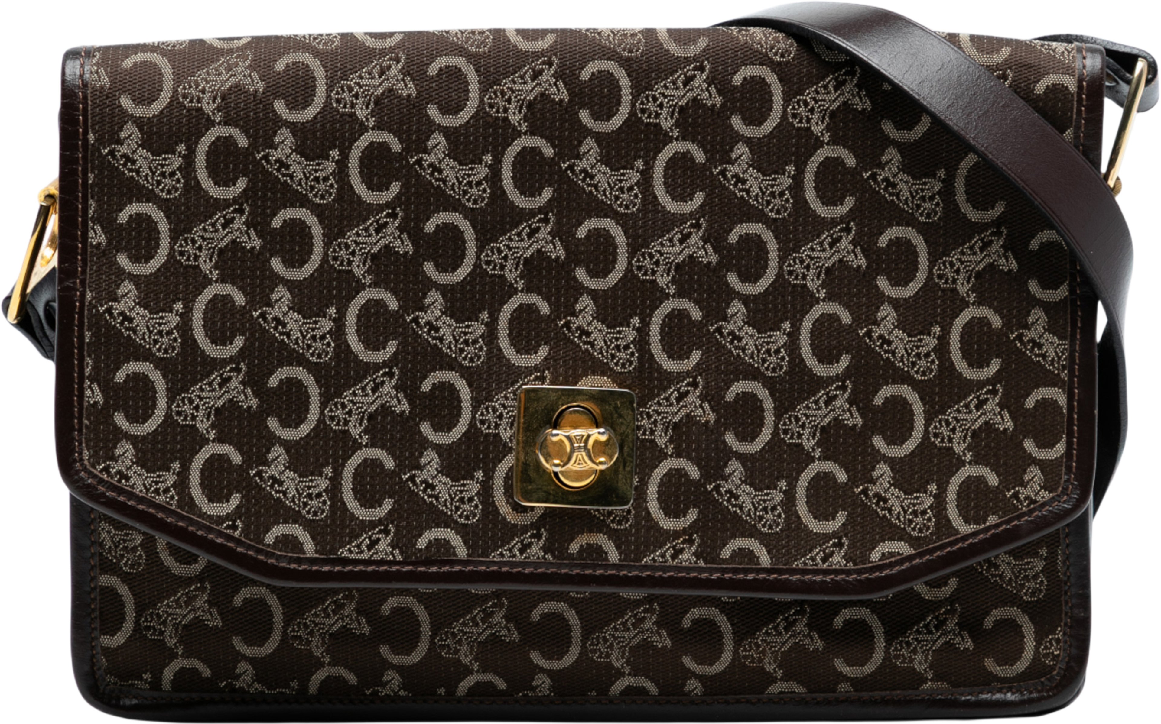 Celine C Carriage Canvas Shoulder Bag, från Luxclusif, i färgen dark brown. Klicka för att öppna bilden i stort format