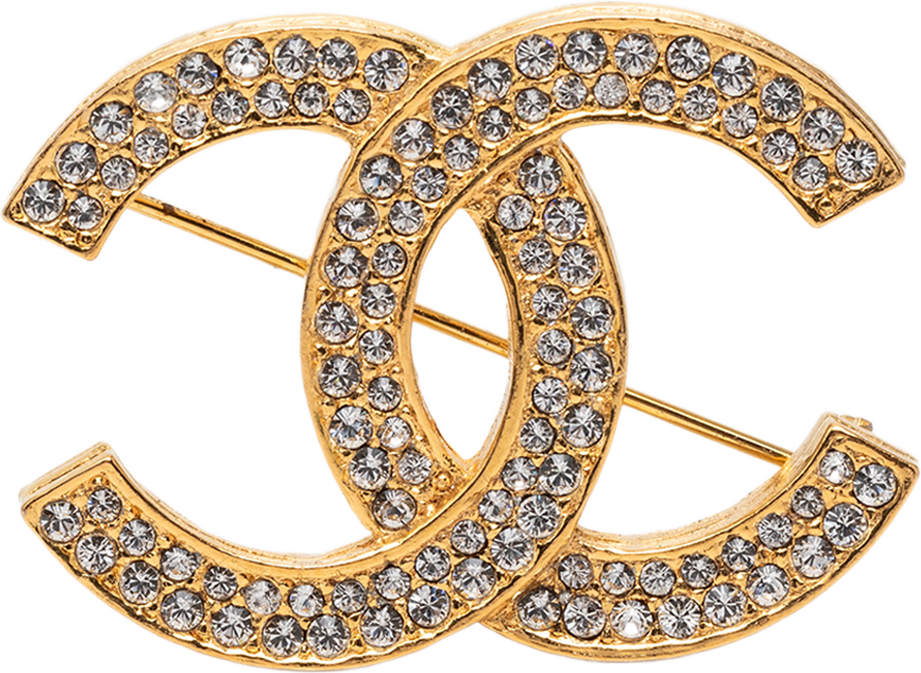 Chanel Cc Gold Plated Strass Brooch, från Luxclusif, i färgen guld. Klicka för att öppna bilden i stort format