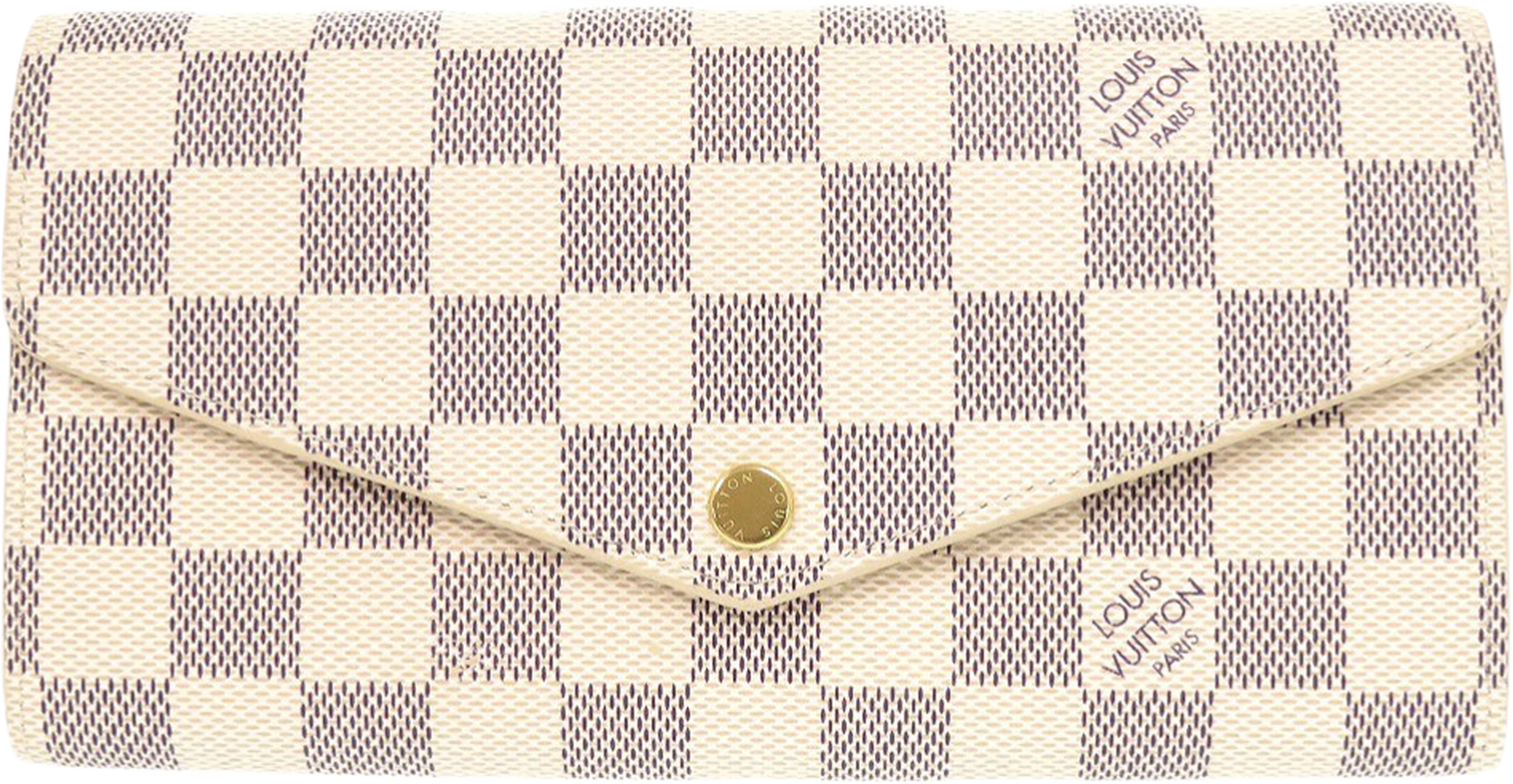 Louis Vuitton Damier Azur Sarah Long Wallet, från Luxclusif, i färgen white. Klicka för att öppna bilden i stort format