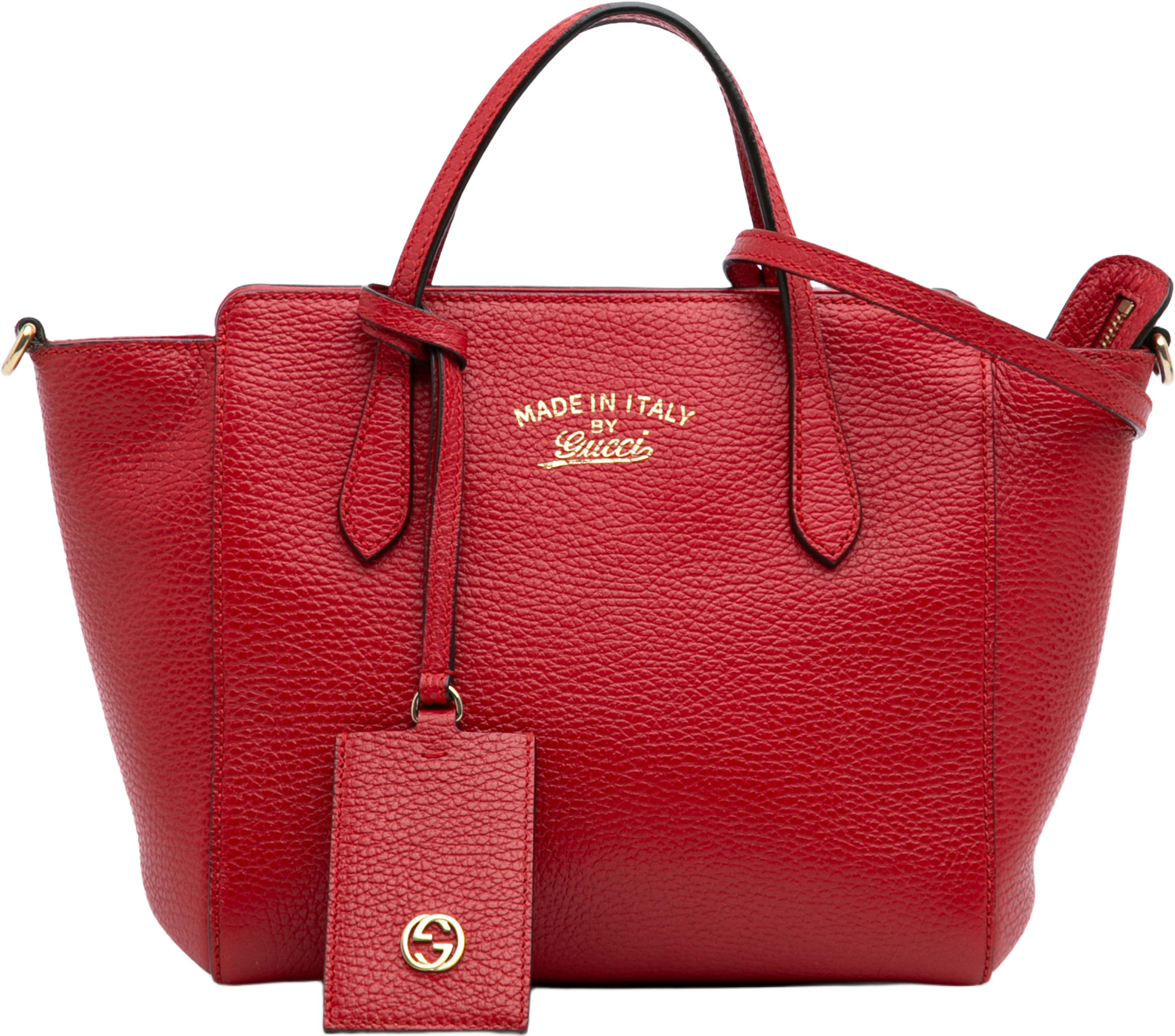 Gucci Mini Leather Swing Satchel, från Luxclusif, i färgen red. Klicka för att öppna bilden i stort format
