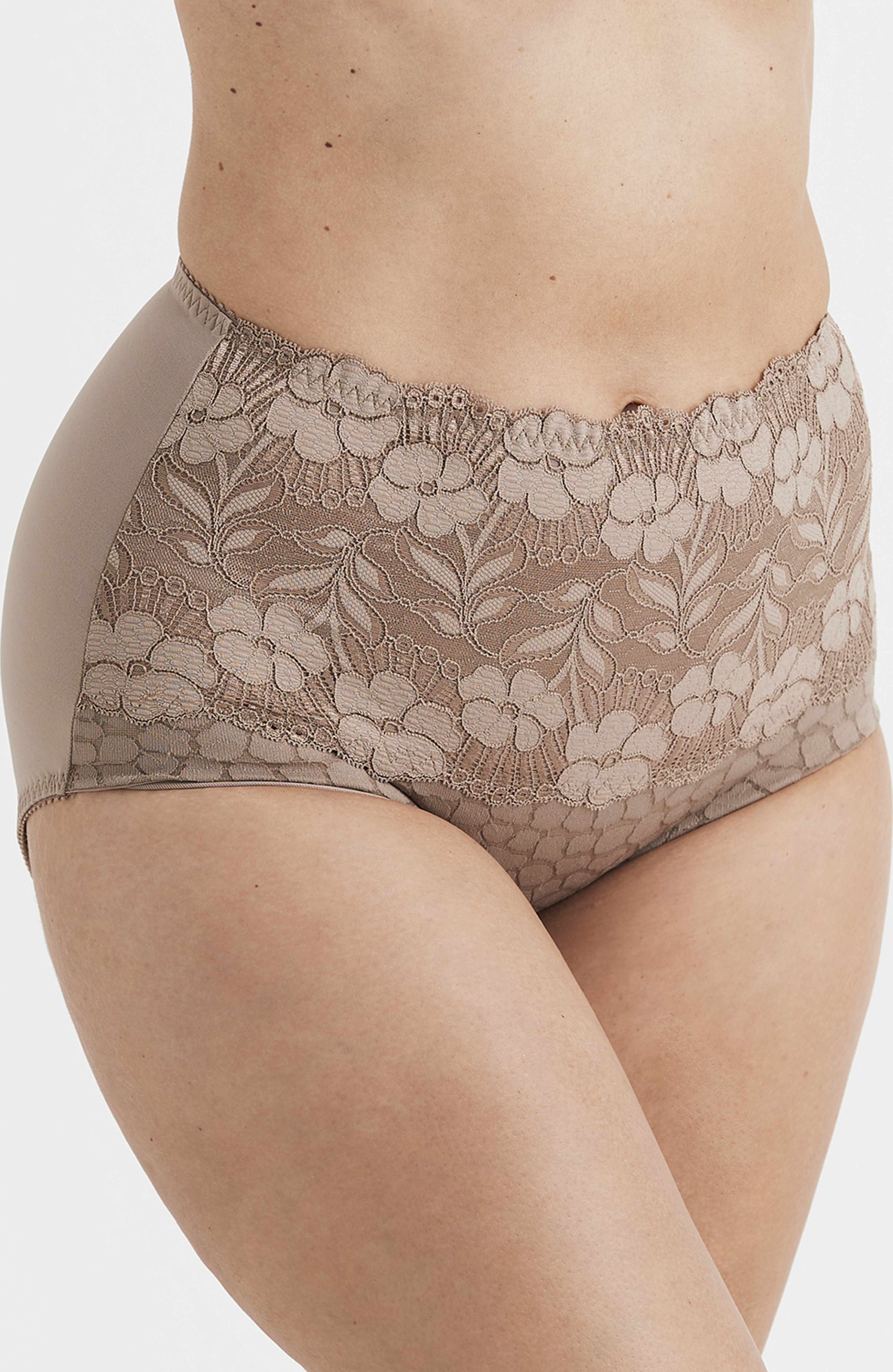 Jacquard & Lace Trosgördel, från Miss Mary of Sweden, i färgen taupe. Klicka för att öppna bilden i stort format