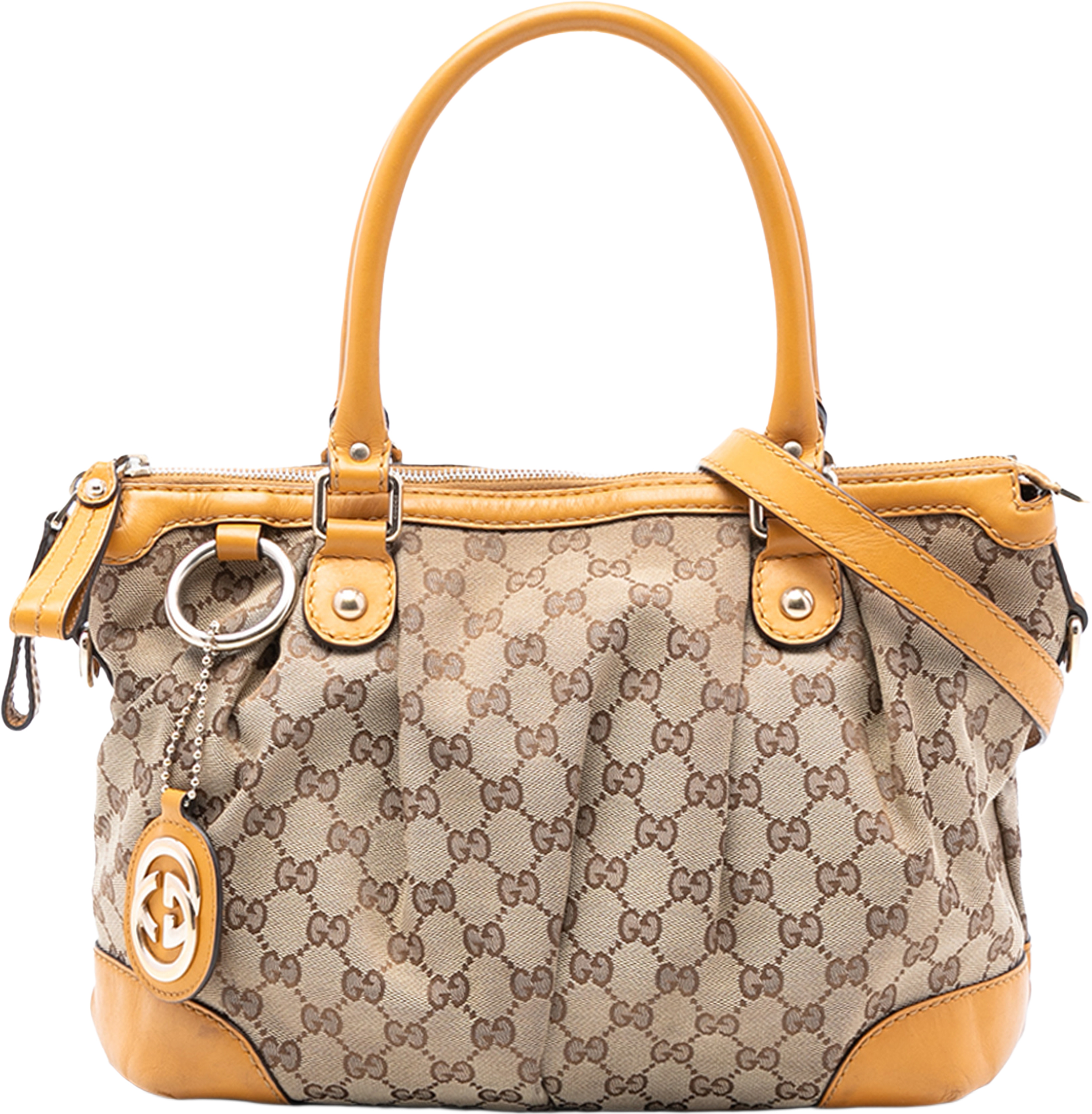 Gucci Gg Canvas Sukey Satchel, från Luxclusif, i färgen beige. Klicka för att öppna bilden i stort format