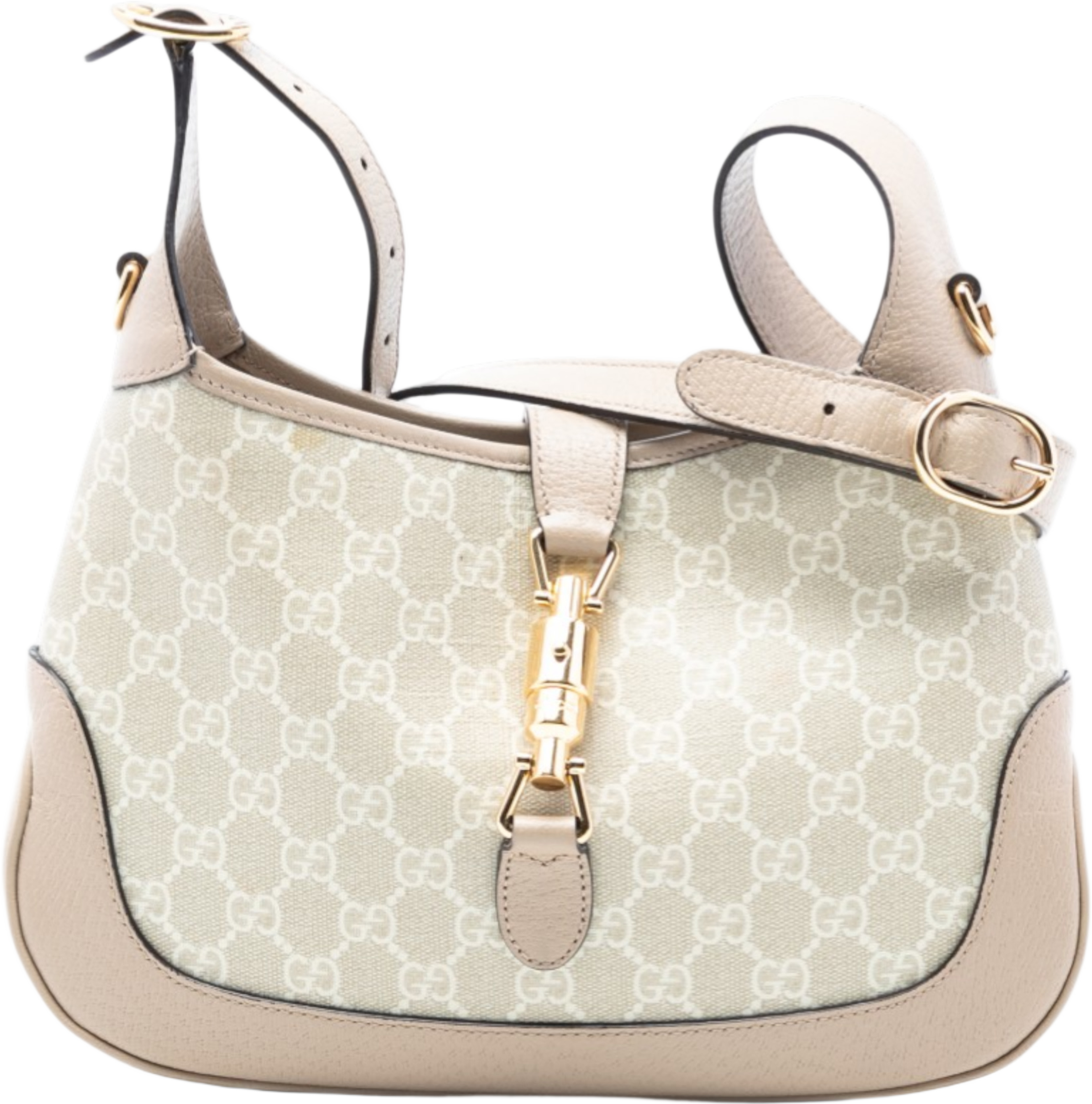 Gucci Small Gg Supreme Jackie 1961 Crossbody, från Luxclusif, i färgen beige. Klicka för att öppna bilden i stort format