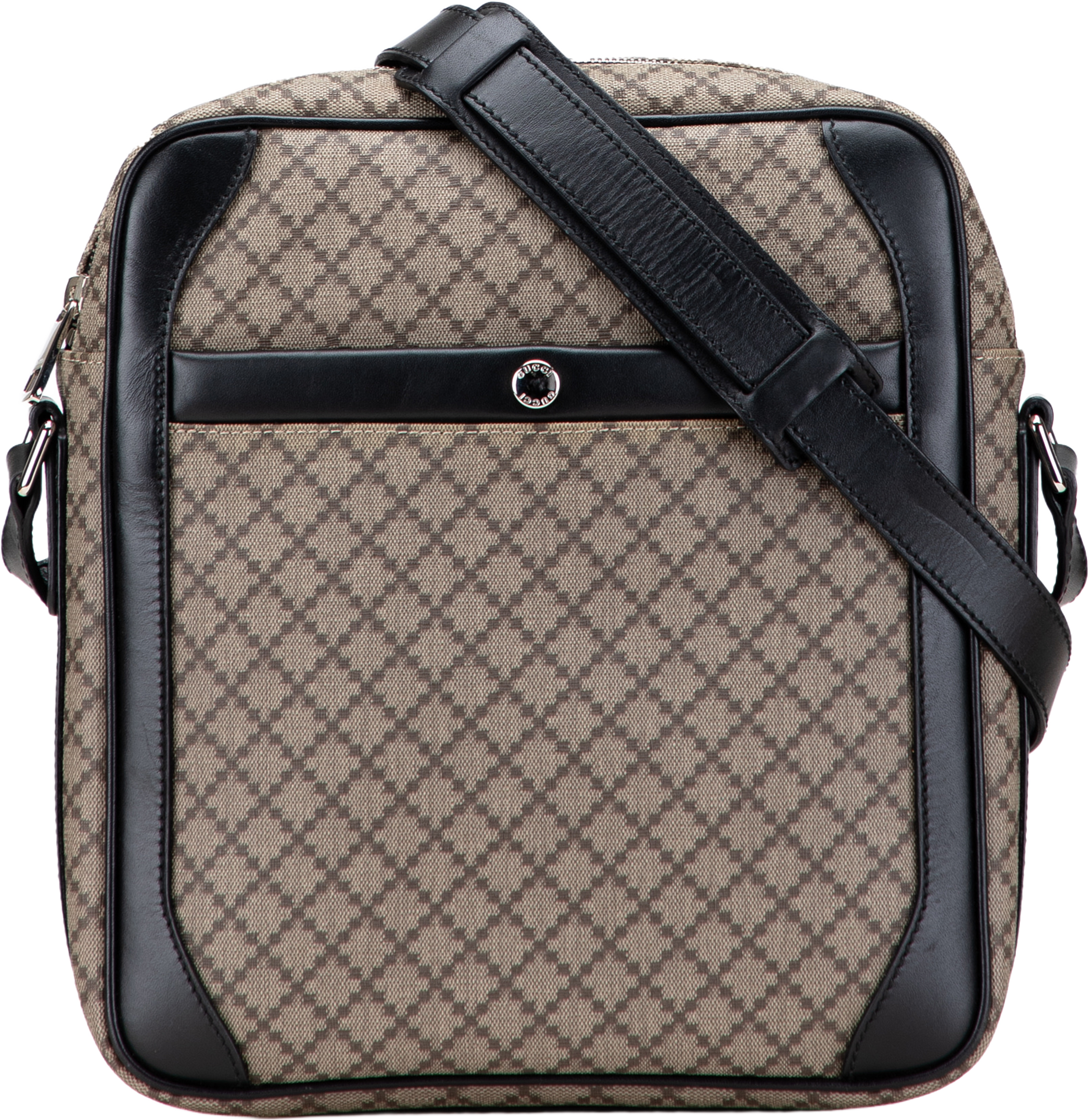 Gucci Diamante Coated Canvas Zip Crossbody, från Luxclusif, i färgen beige. Klicka för att öppna bilden i stort format