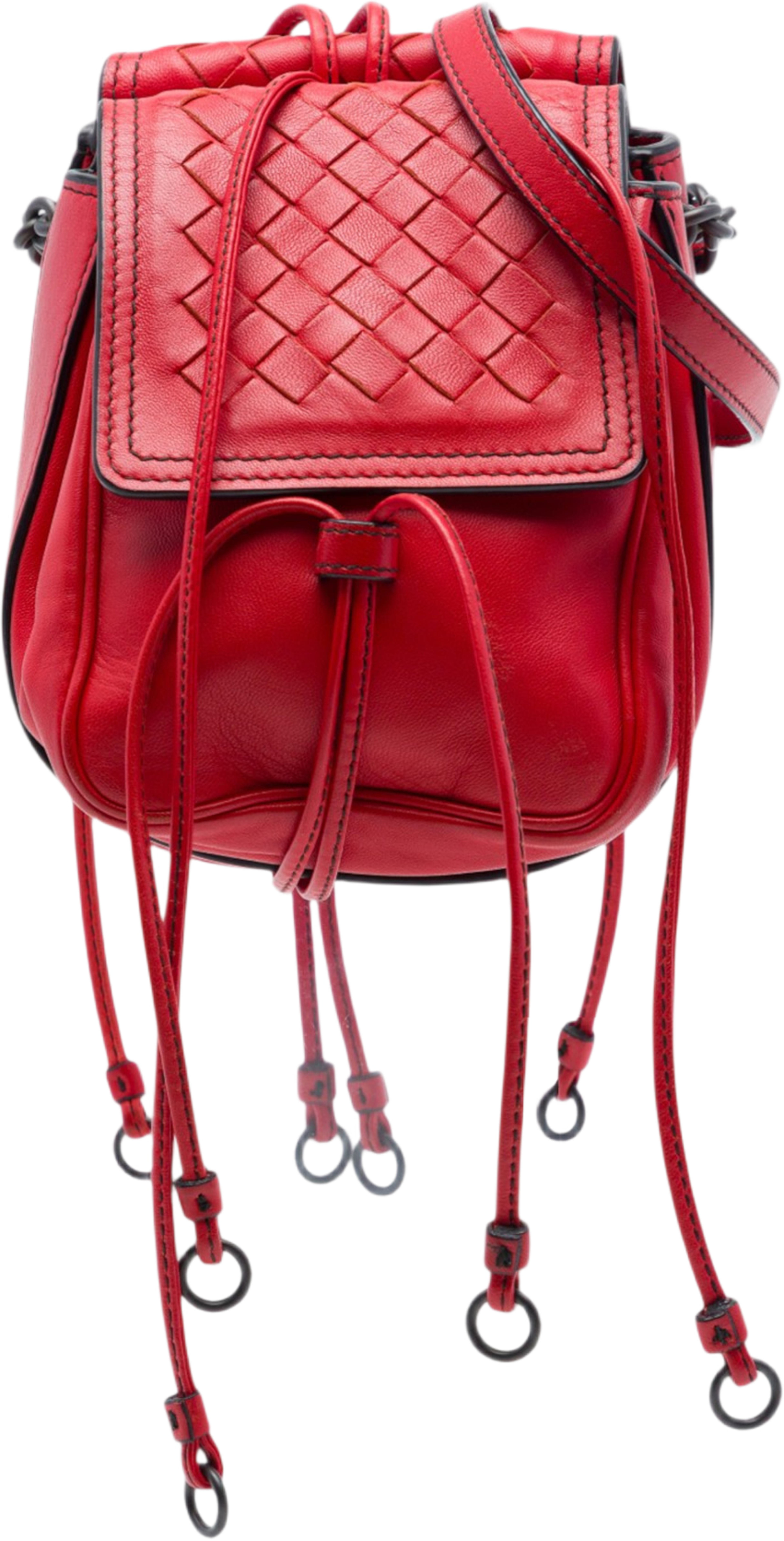 Bottega Veneta Nappa Intrecciato Double Sided Flap Crossbody, från Luxclusif, i färgen röd. Klicka för att öppna bilden i stort format