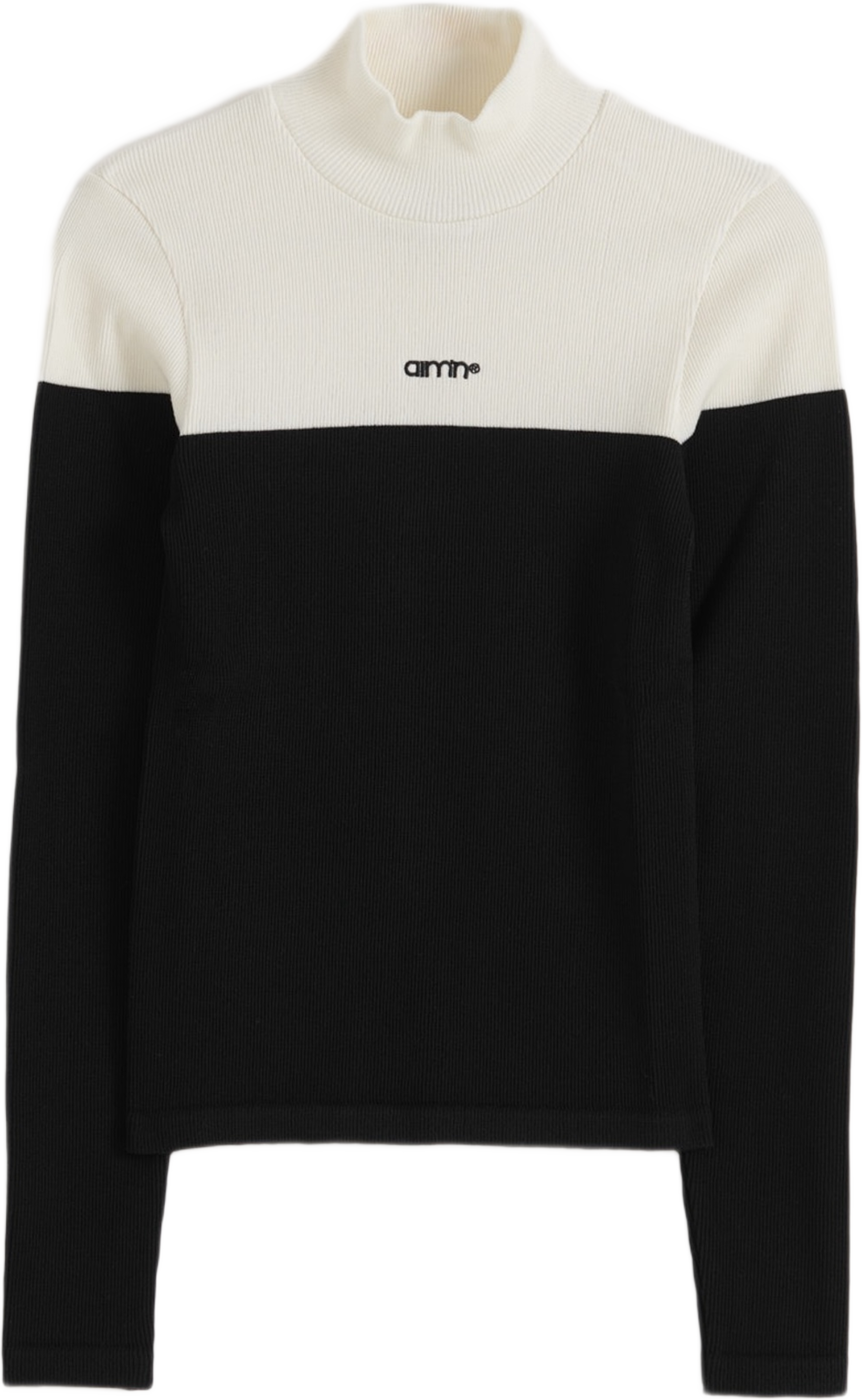 Blocked Ribbed Wool Long Sleeve, från aim'n, i färgen black/white. Klicka för att öppna bilden i stort format
