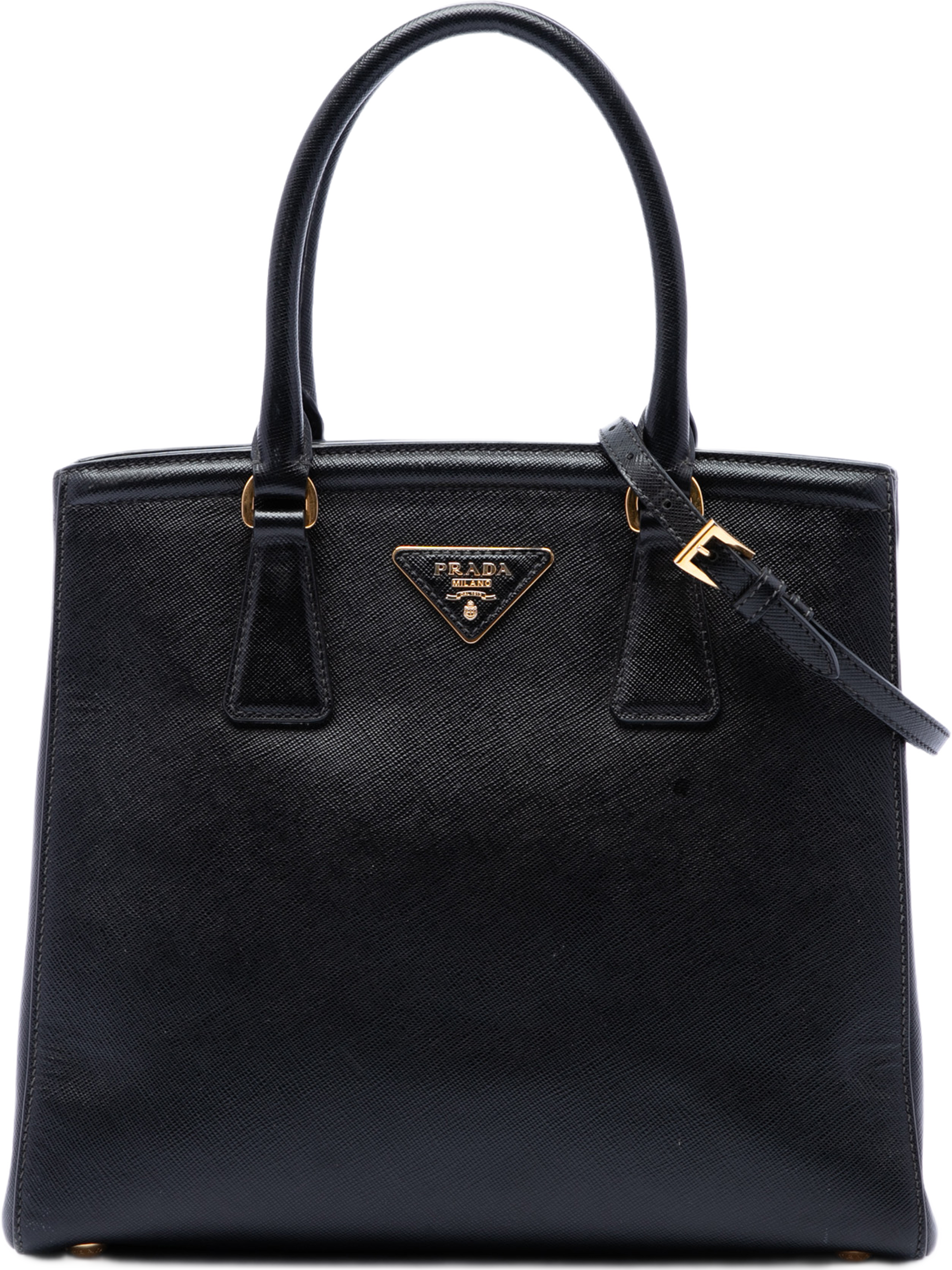 Prada Saffiano Lux Parabole Satchel, från Luxclusif, i färgen svart. Klicka för att öppna bilden i stort format