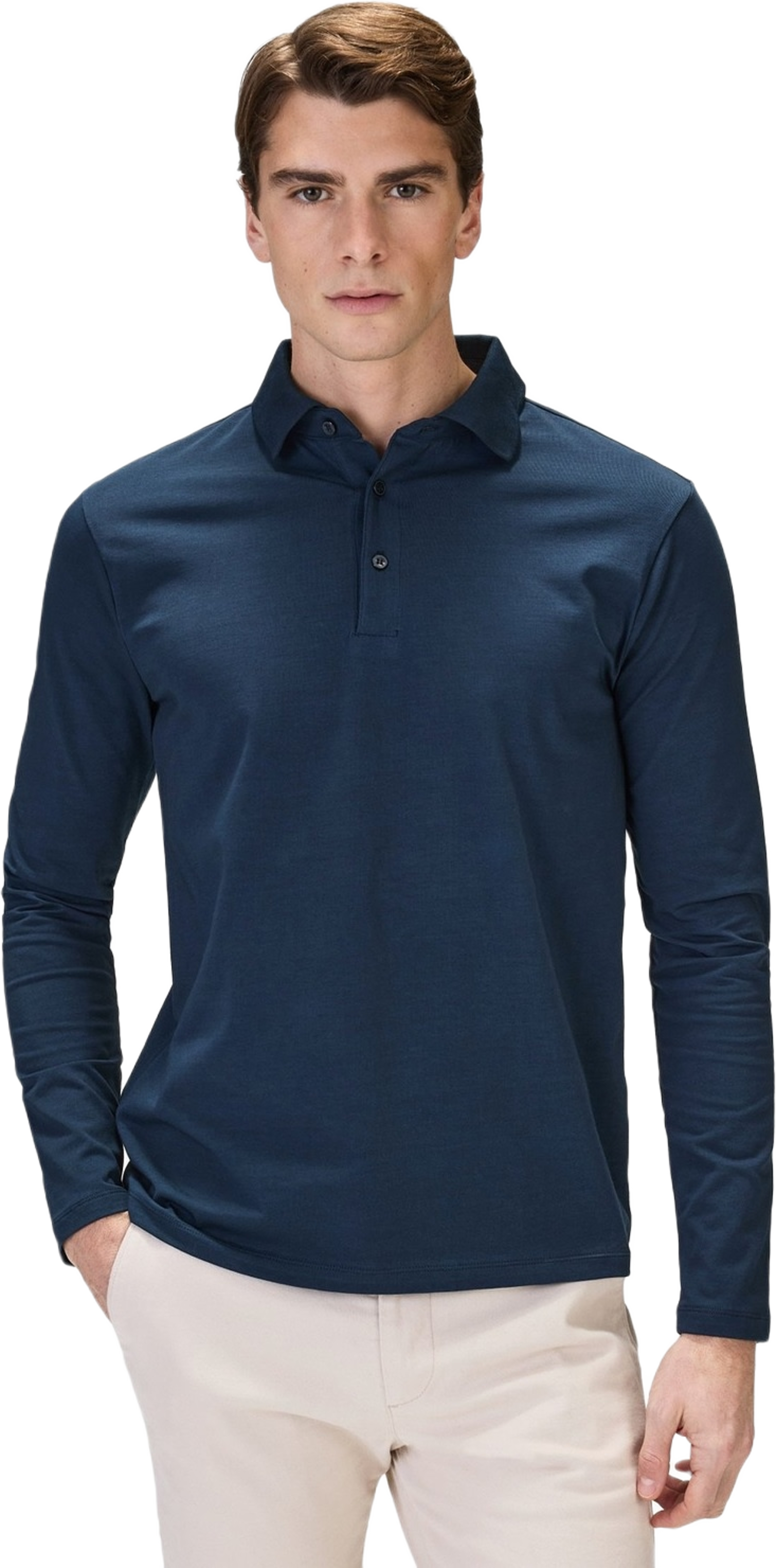 Cotton Fitted Stretch L/s Polo Shirt Jersey