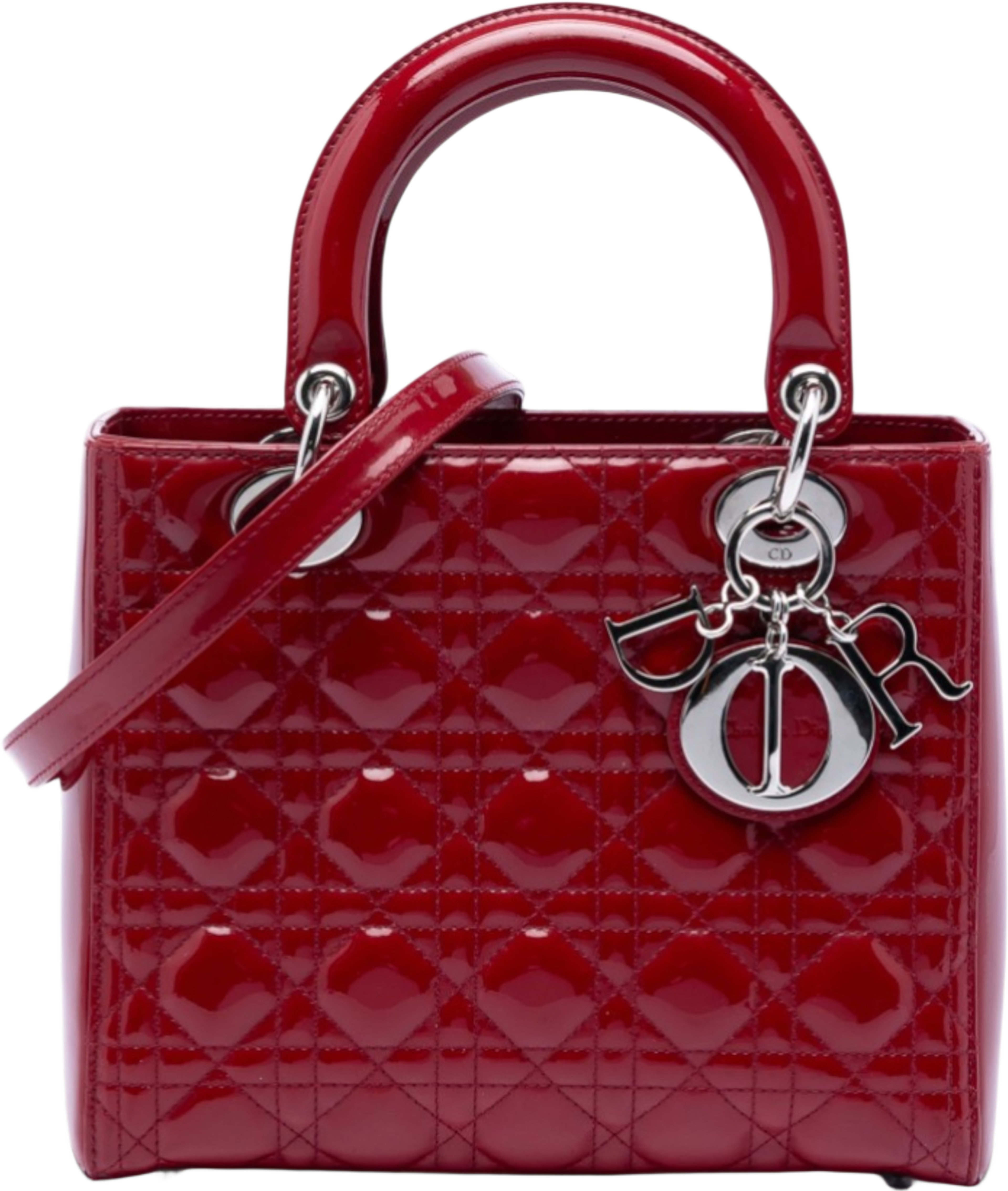 Dior Medium Patent Cannage Lady Dior, från Luxclusif, i färgen dark red. Klicka för att öppna bilden i stort format