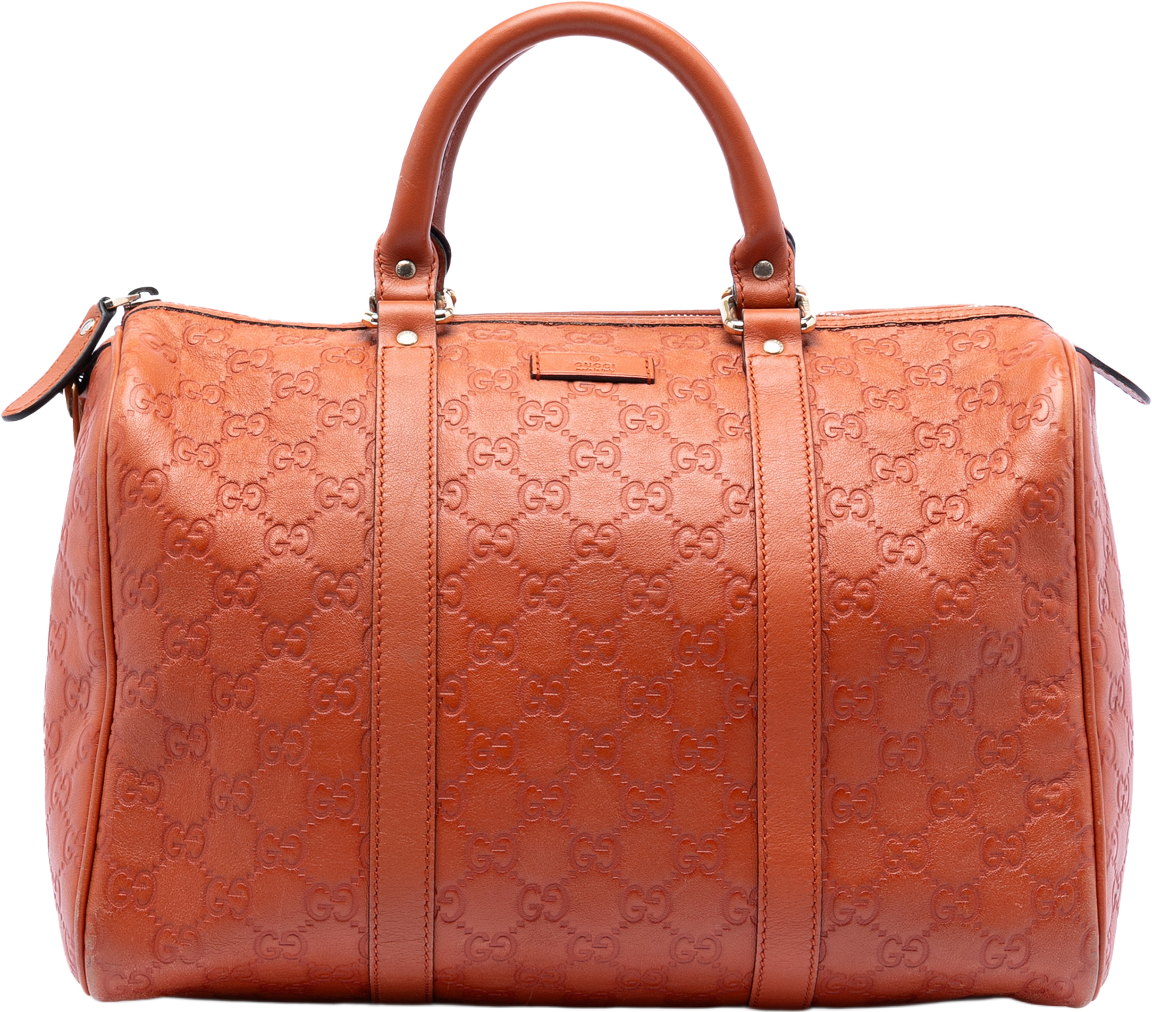 Gucci Medium Guccissima Joy Boston Bag, från Luxclusif, i färgen orange. Klicka för att öppna bilden i stort format
