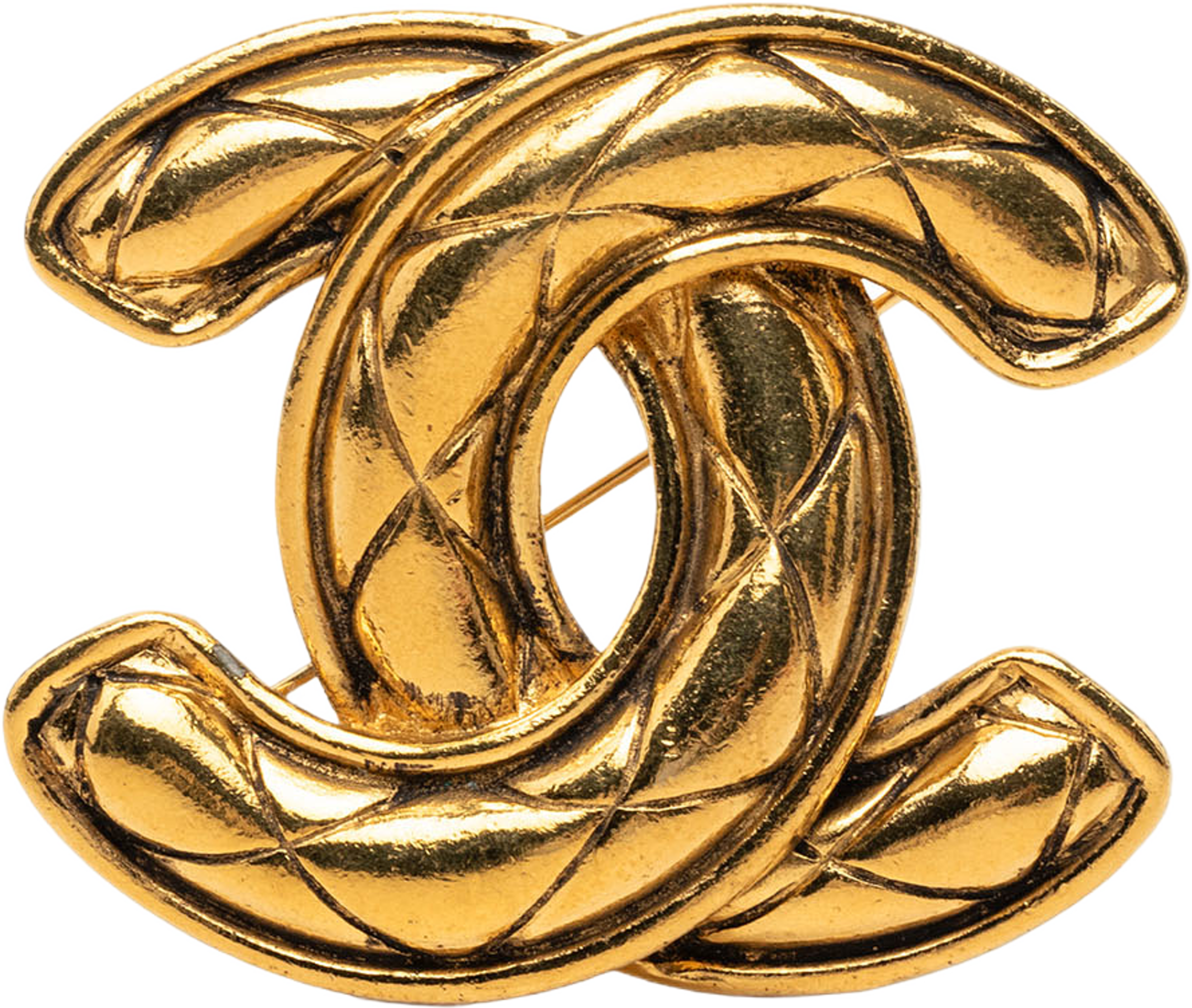 Chanel Cc Gold Plated Quilted Brooch, från Luxclusif, i färgen guld. Klicka för att öppna bilden i stort format