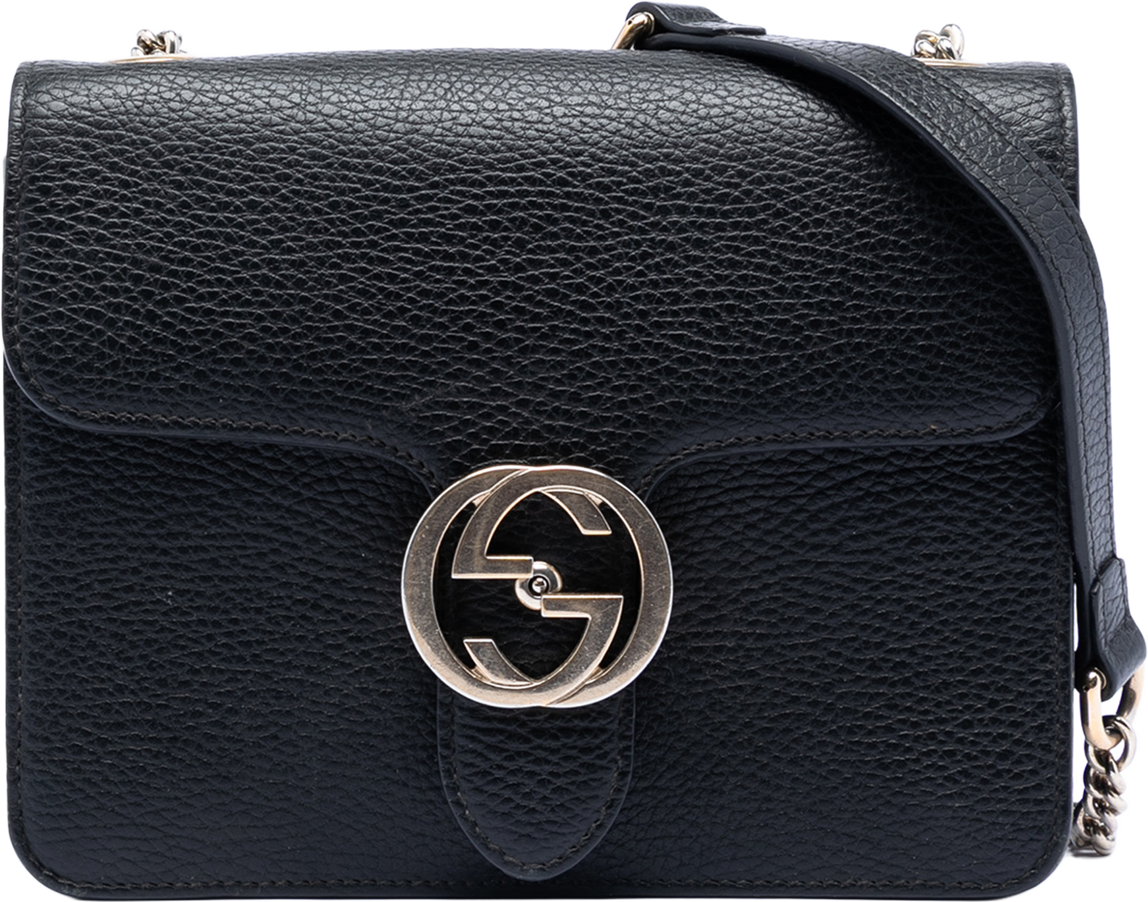 Gucci Small Dollar Calfskin Interlocking G Crossbody, från Luxclusif, i färgen black. Klicka för att öppna bilden i stort format